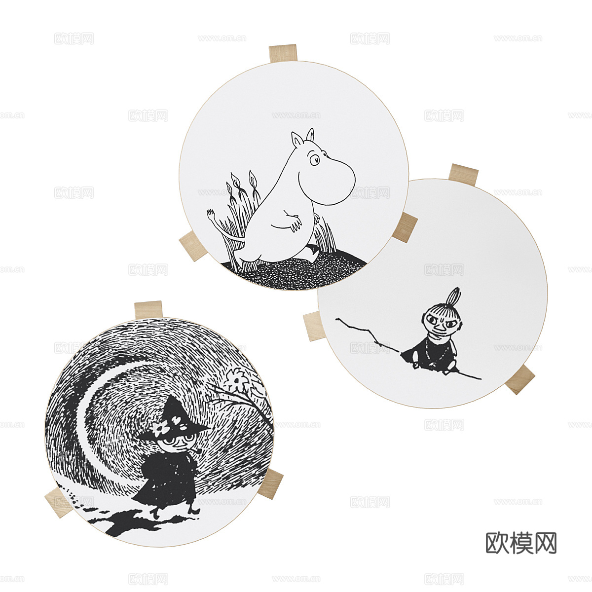 现代北欧儿童圆凳3d模型