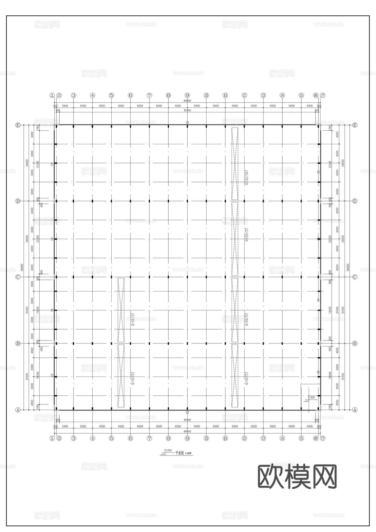 单层工业厂房建筑图cad施工图