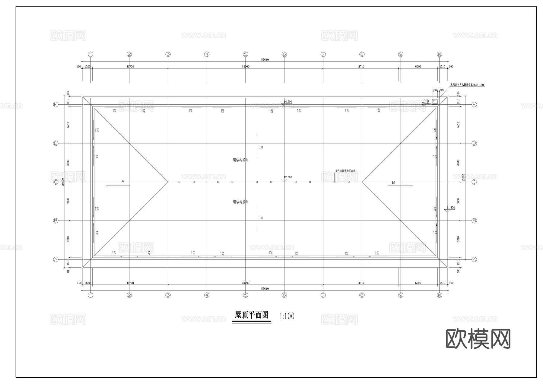 多层厂房建筑施工图cad施工图