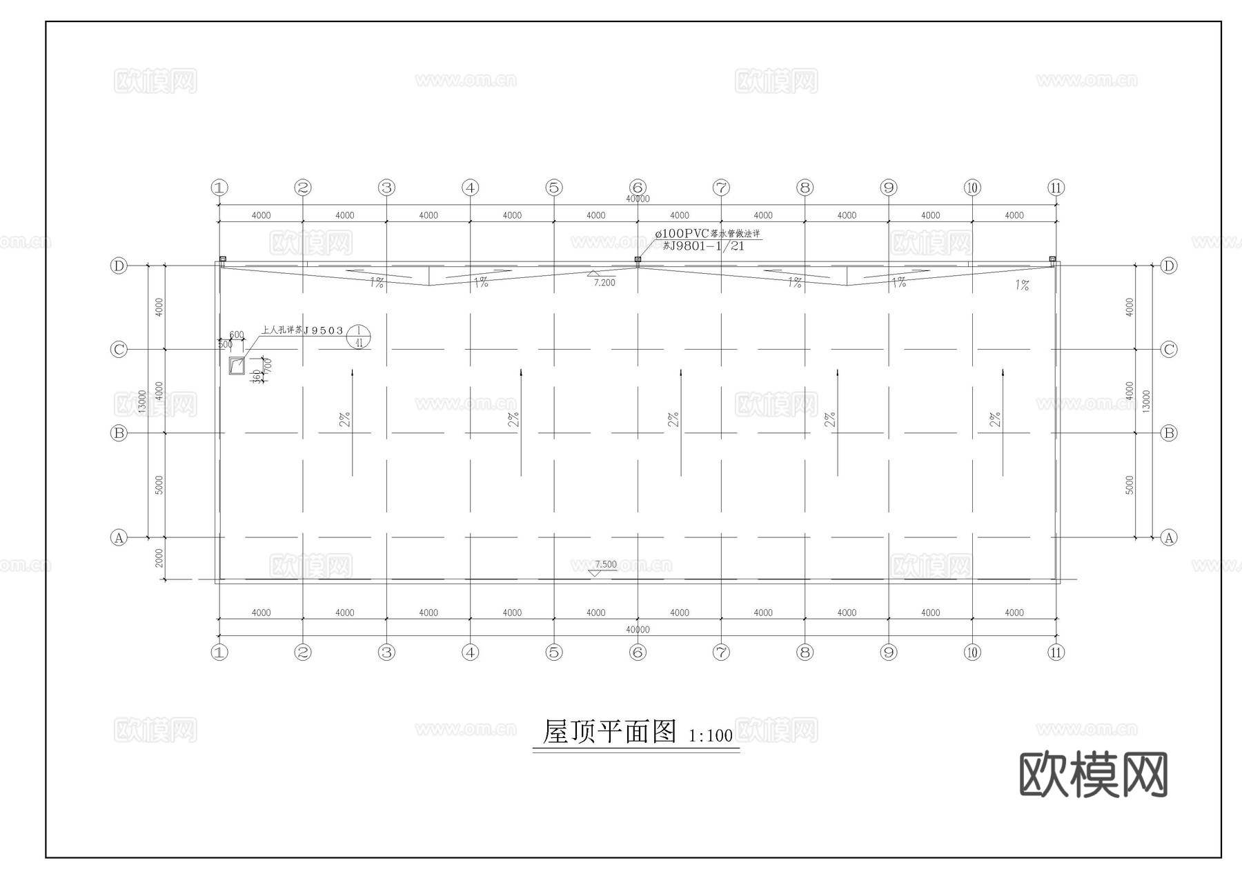 二层框架厂房设计图cad施工图