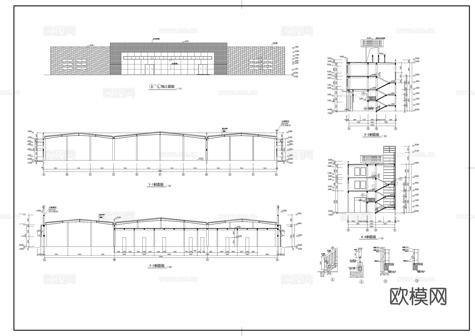 钢结构车间建筑cad施工图