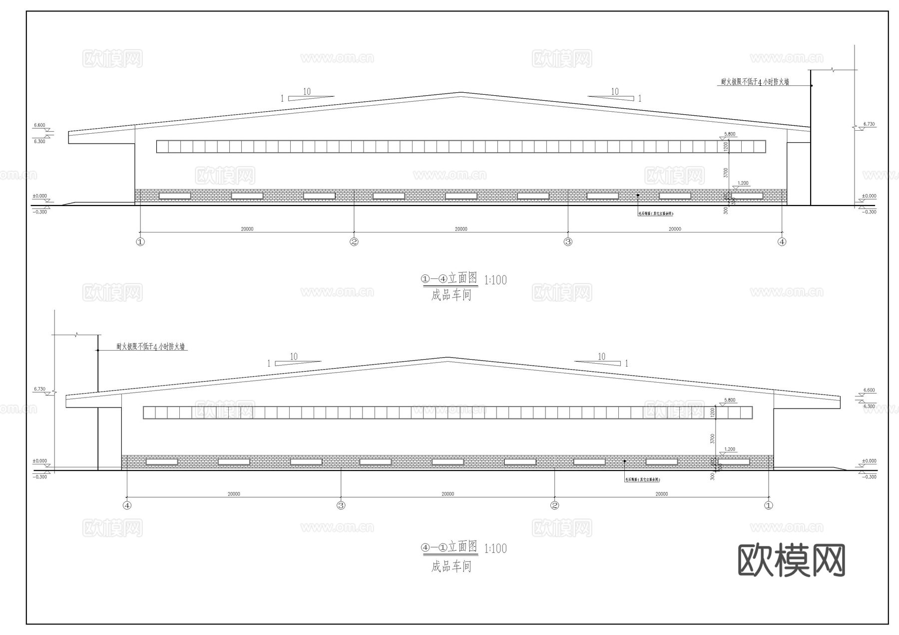 成品车间钢结构建筑施工图cad施工图