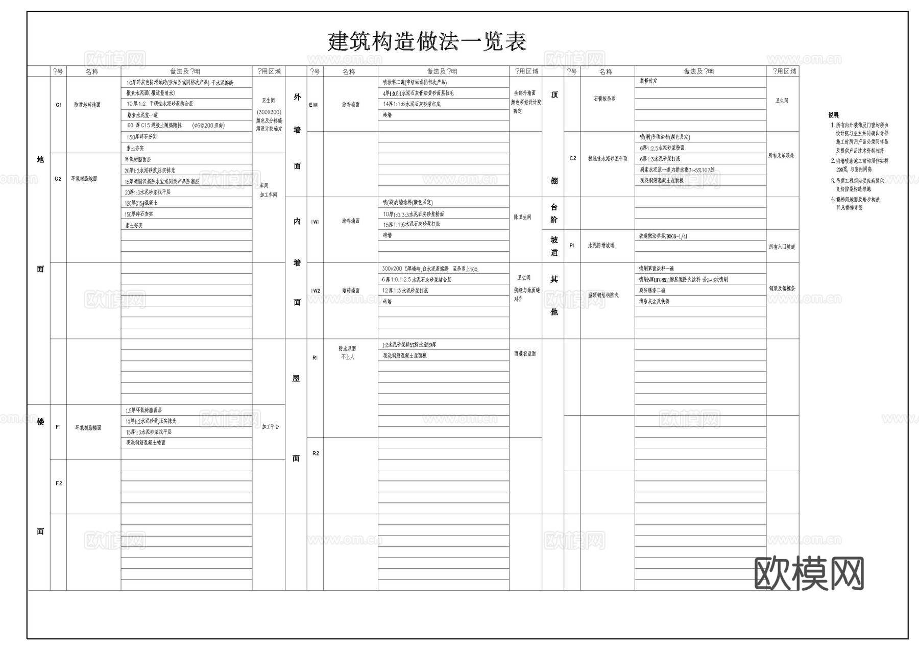 多层厂房建筑施工图cad施工图
