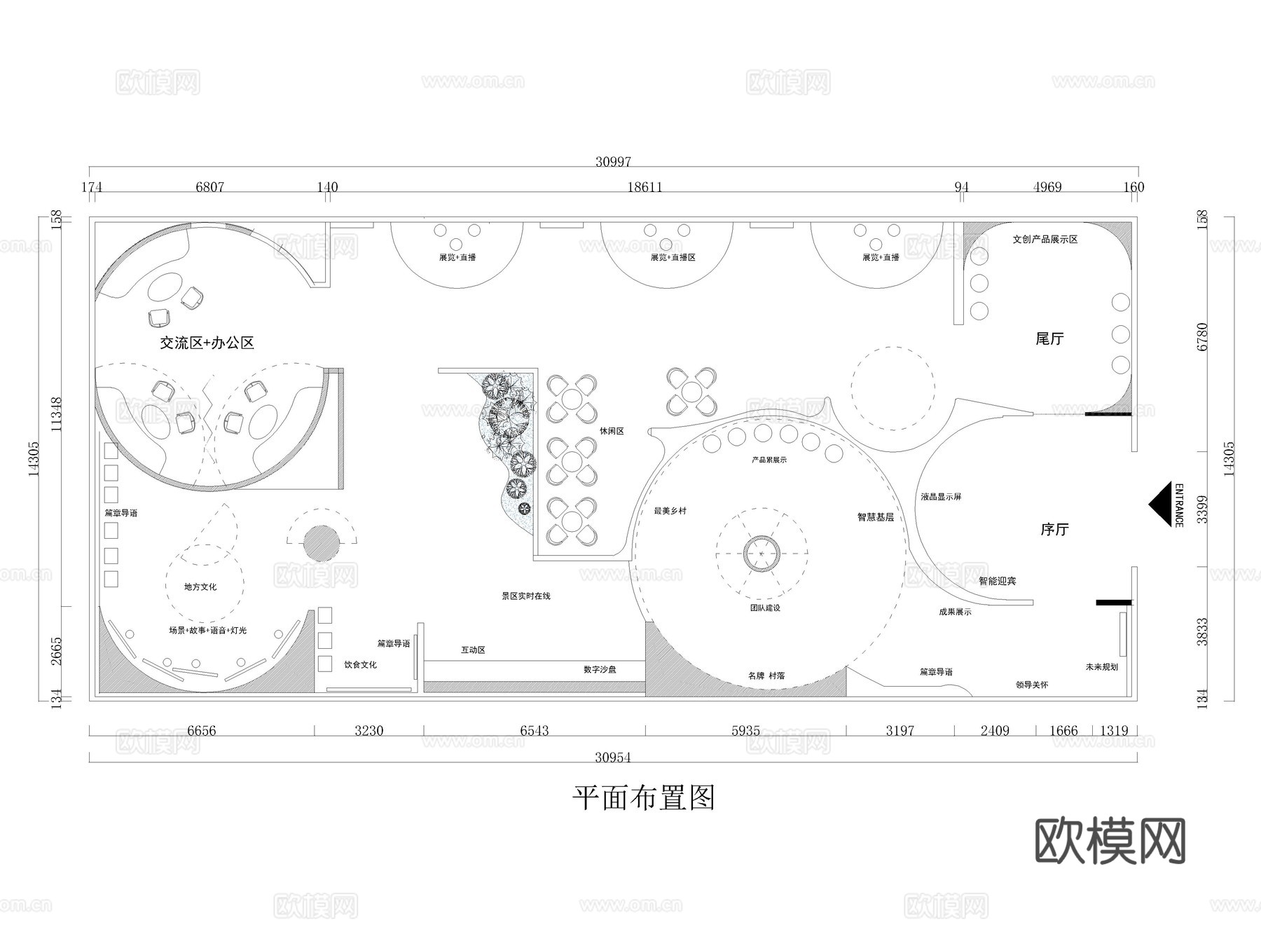 90套展厅CAD平面布局cad施工图