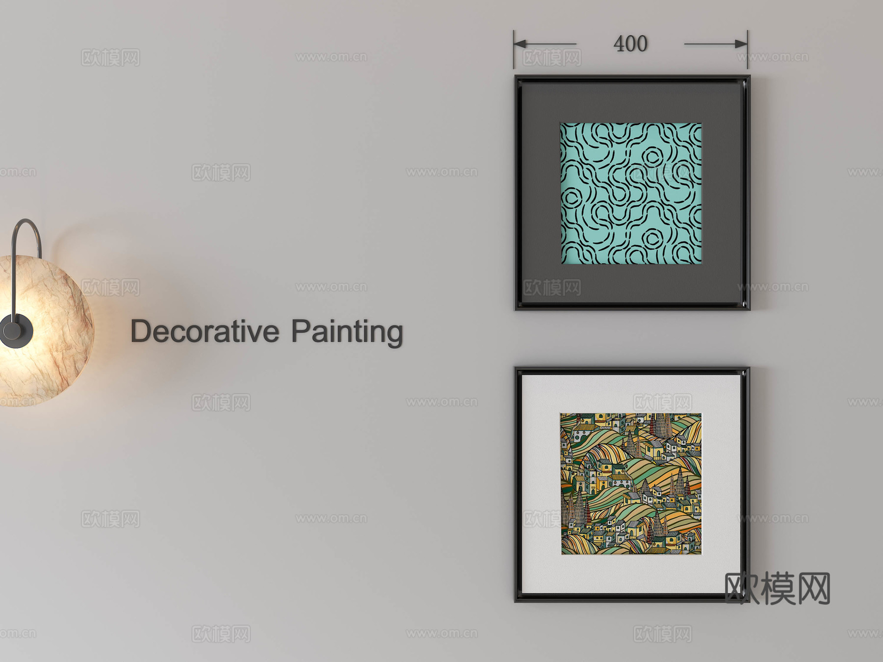 现代中古装饰画 油画 挂画 相框 侘寂装饰画3d模型