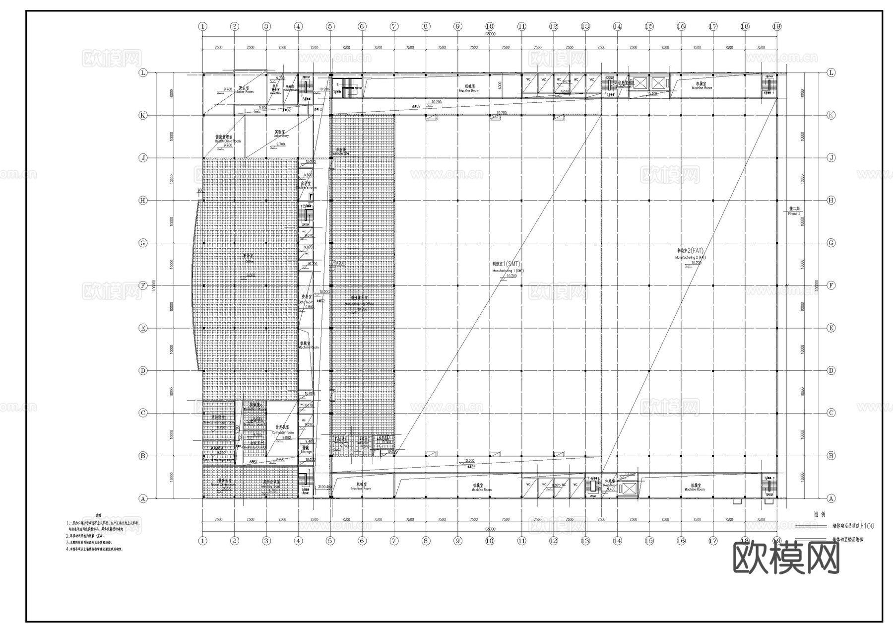 单层厂房建筑图cad施工图