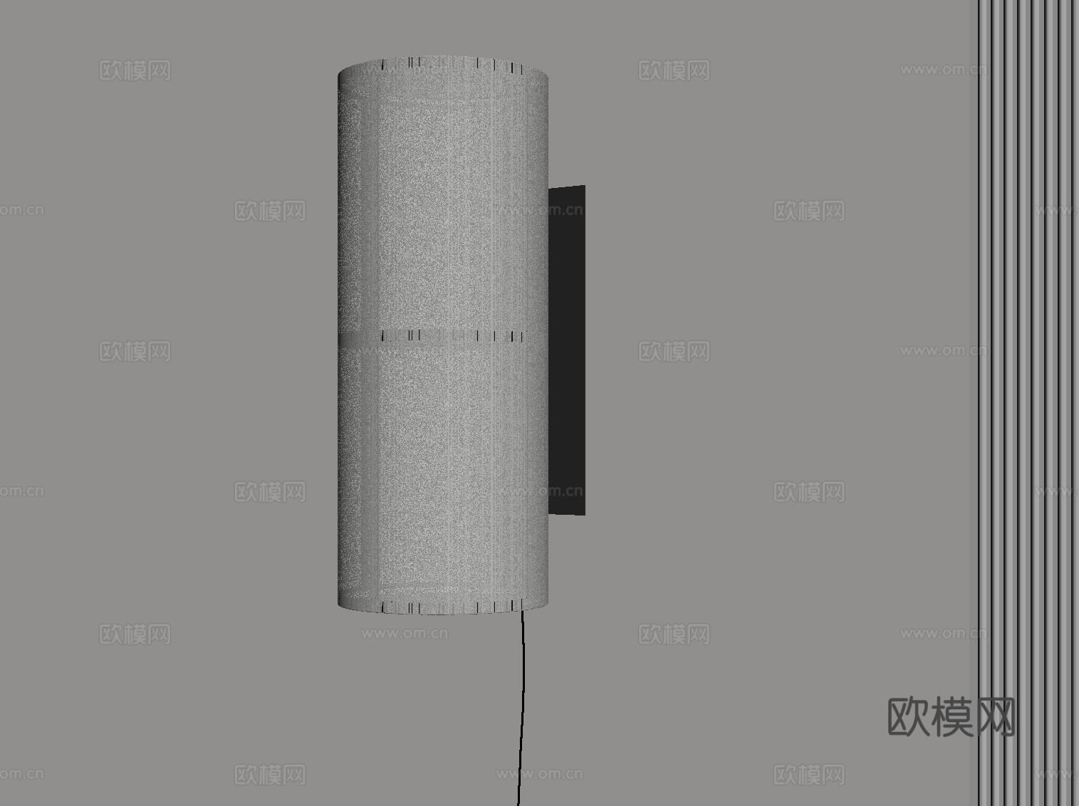 新中式壁灯 麻布壁灯su模型