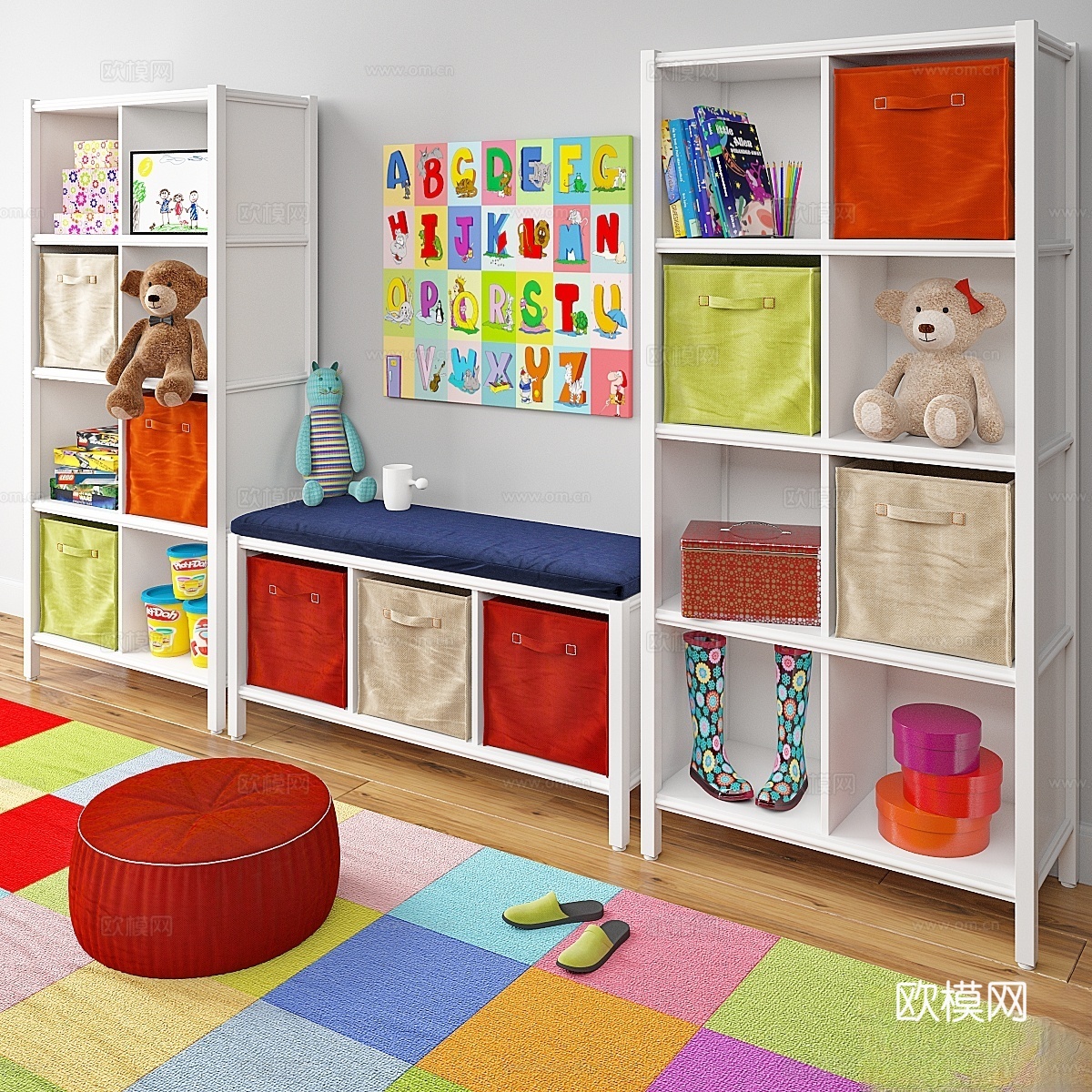 儿童房书架3d模型下载