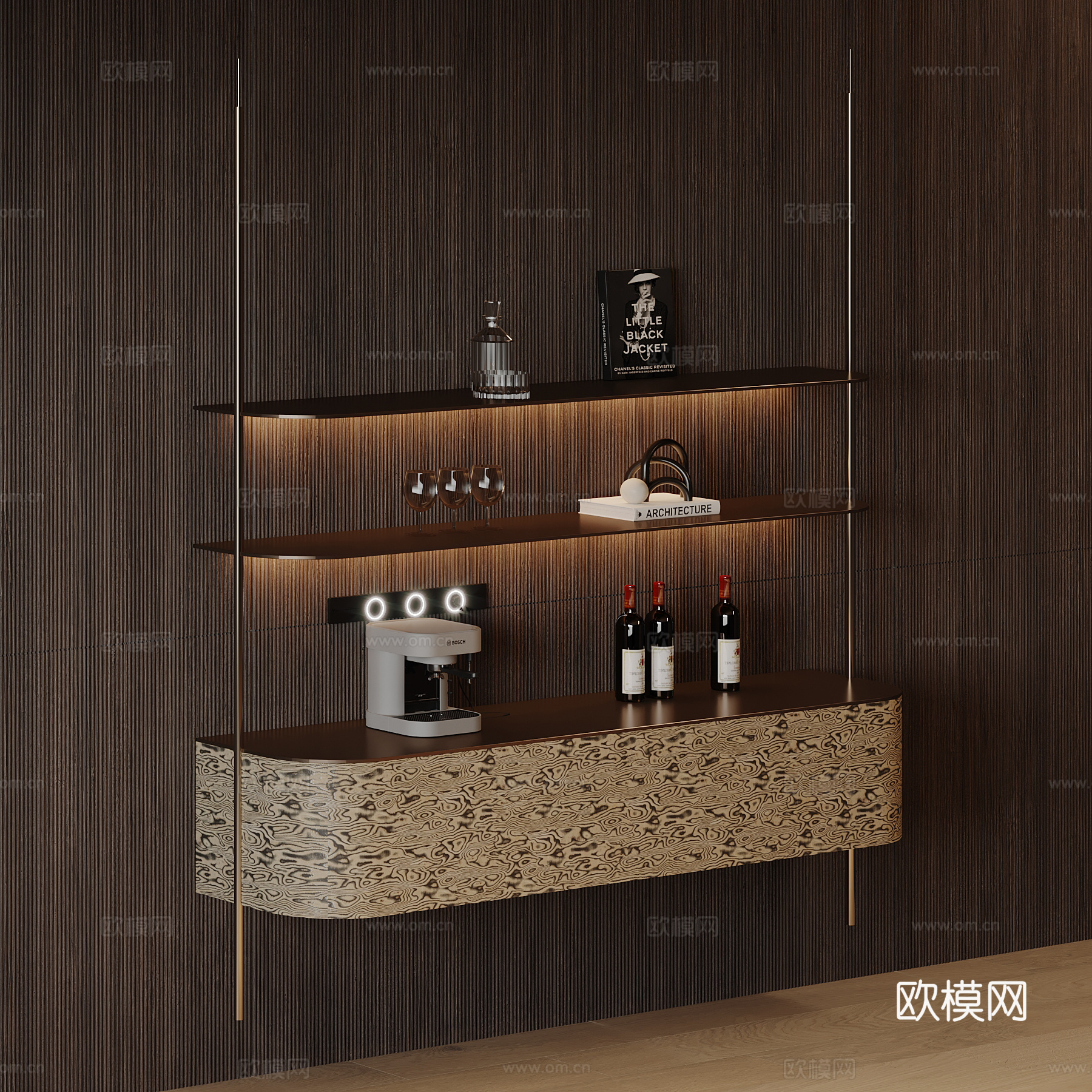 现代酒柜 酒架 餐边柜su模型