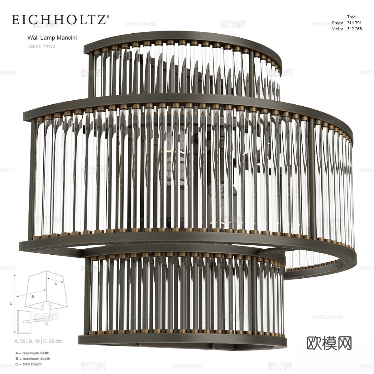 EICHHOLTZ 壁灯 Mancini 111172 113d模型