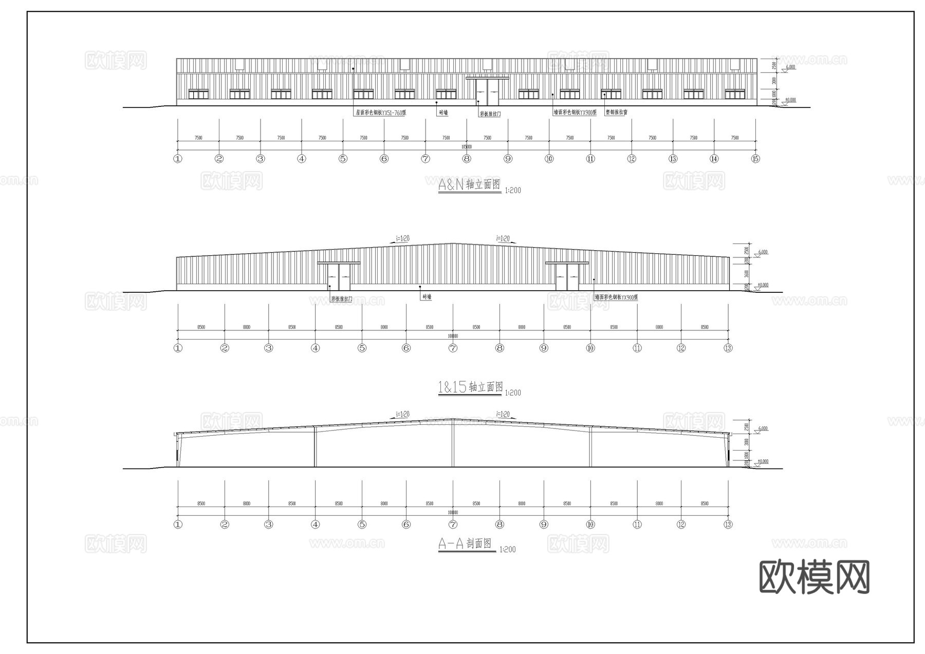厂房建筑结构施工图cad施工图