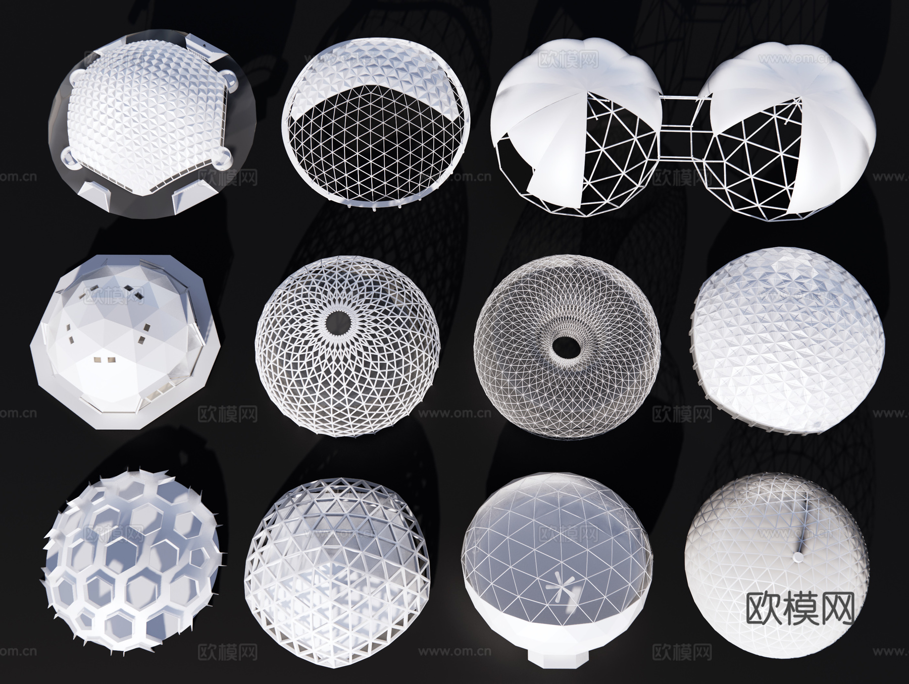 现代星空屋 泡泡屋 阳光房 遮阳棚 玻璃棚 穹顶建筑 玻璃房3d模型