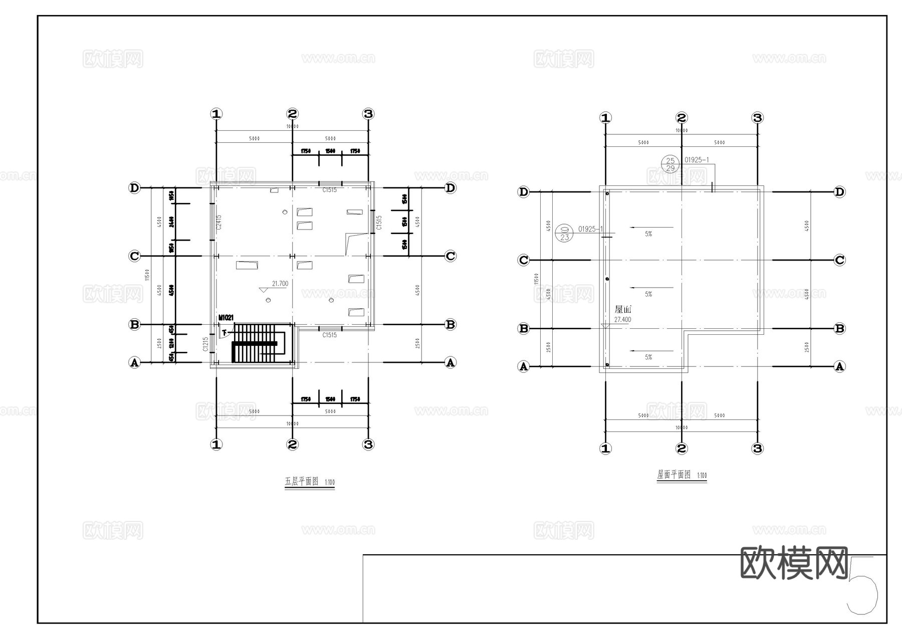 高层钢结构厂房施工图cad施工图