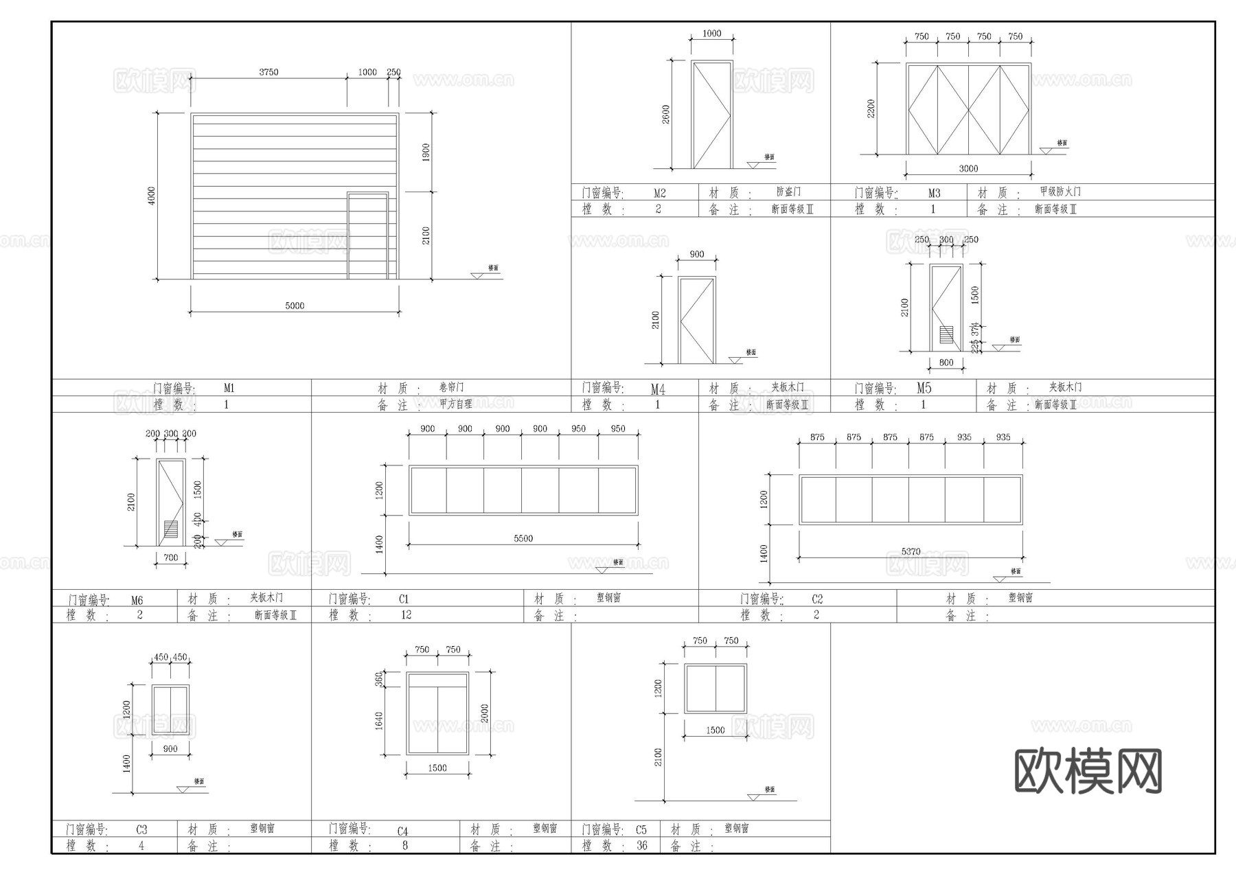 多层厂房建筑施工图cad施工图
