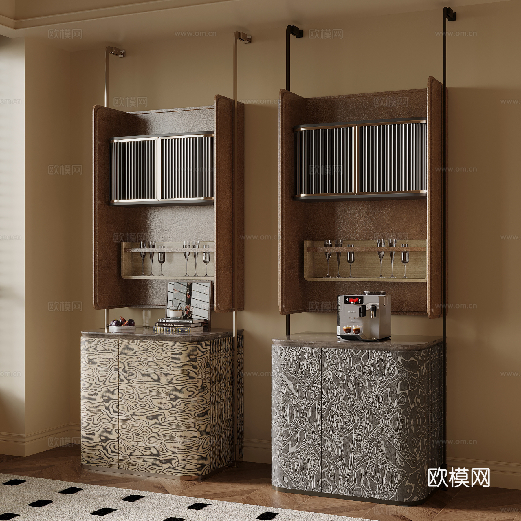 现代茶水柜 边柜 装饰柜su模型