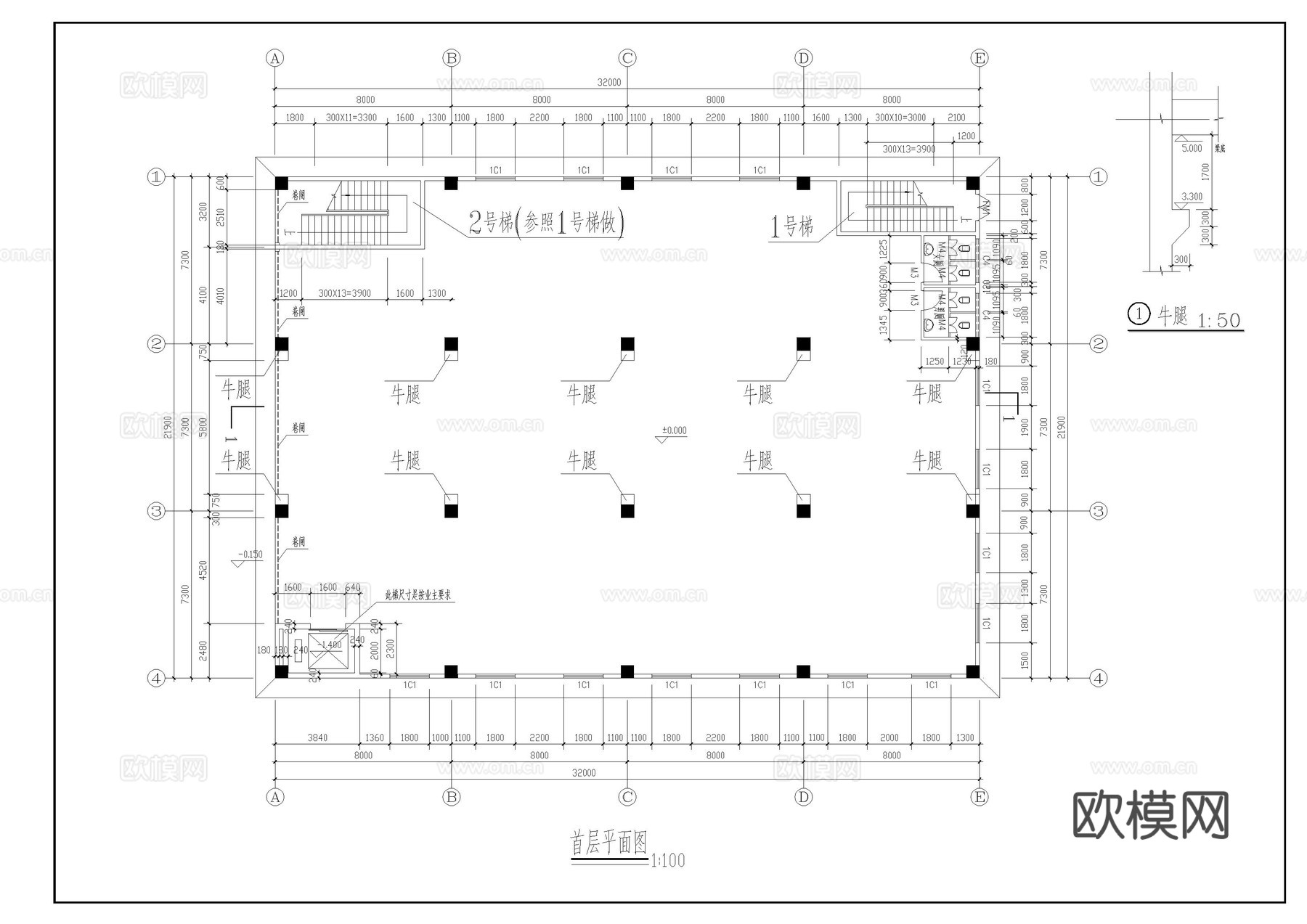 多层厂房建筑图cad施工图
