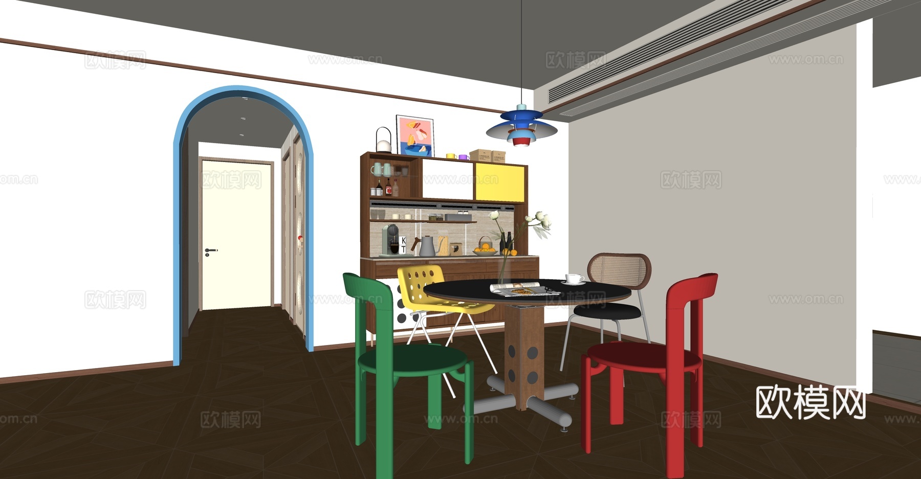 现代简约家居餐厅_现代简约家居餐厅SU模型su模型