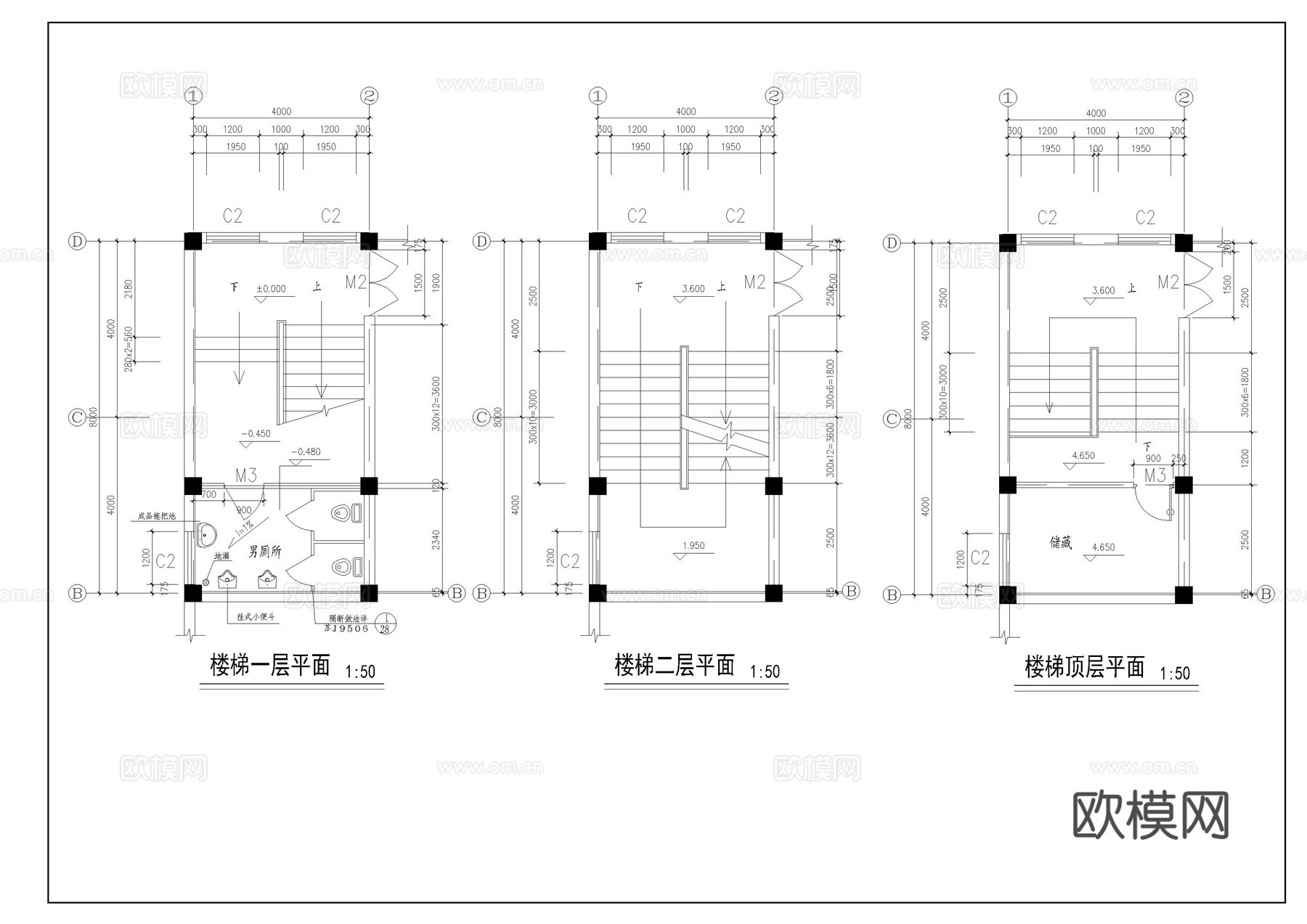 二层框架厂房设计图cad施工图