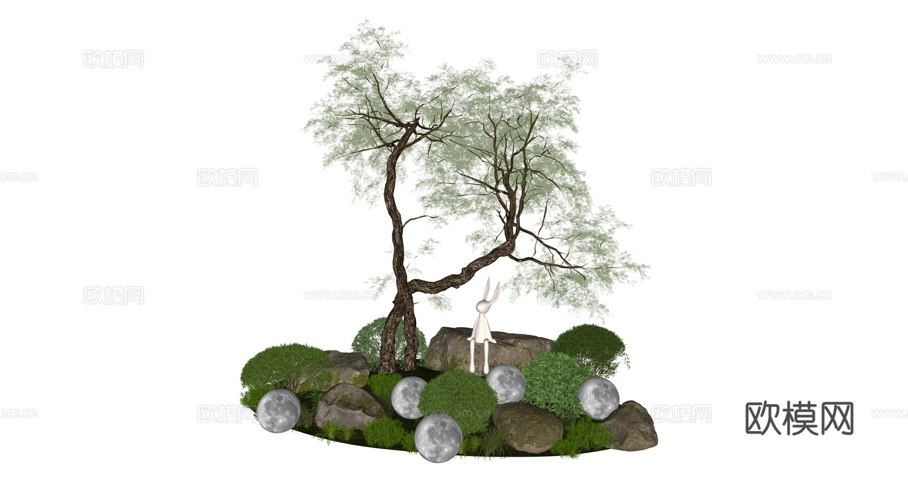 景观造型植物组合 地被灌木植物堆su模型