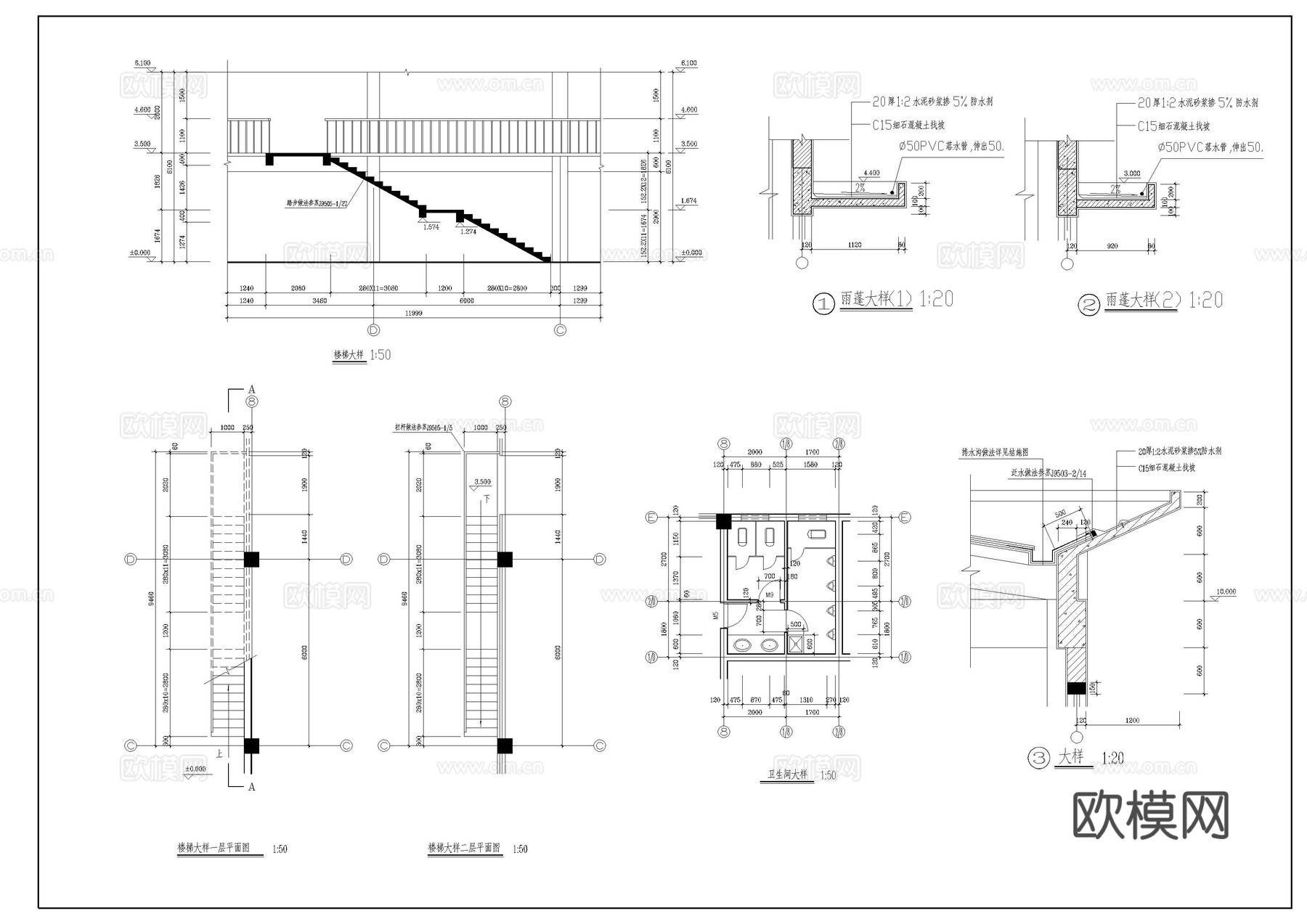 多层厂房建筑施工图cad施工图