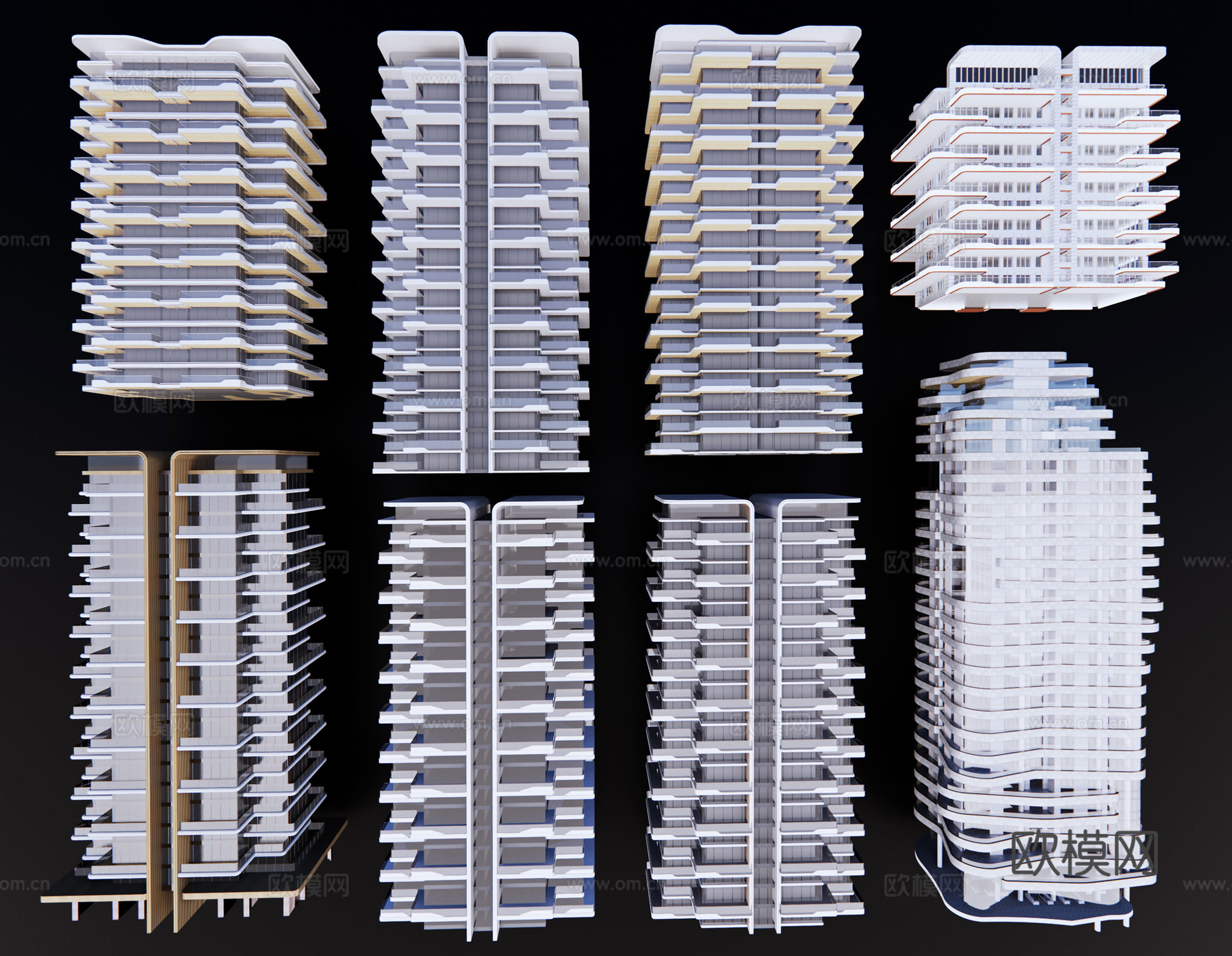 第四代住宅建筑 大露台住宅 花园住宅 现代高层建筑 多层住宅3d模型