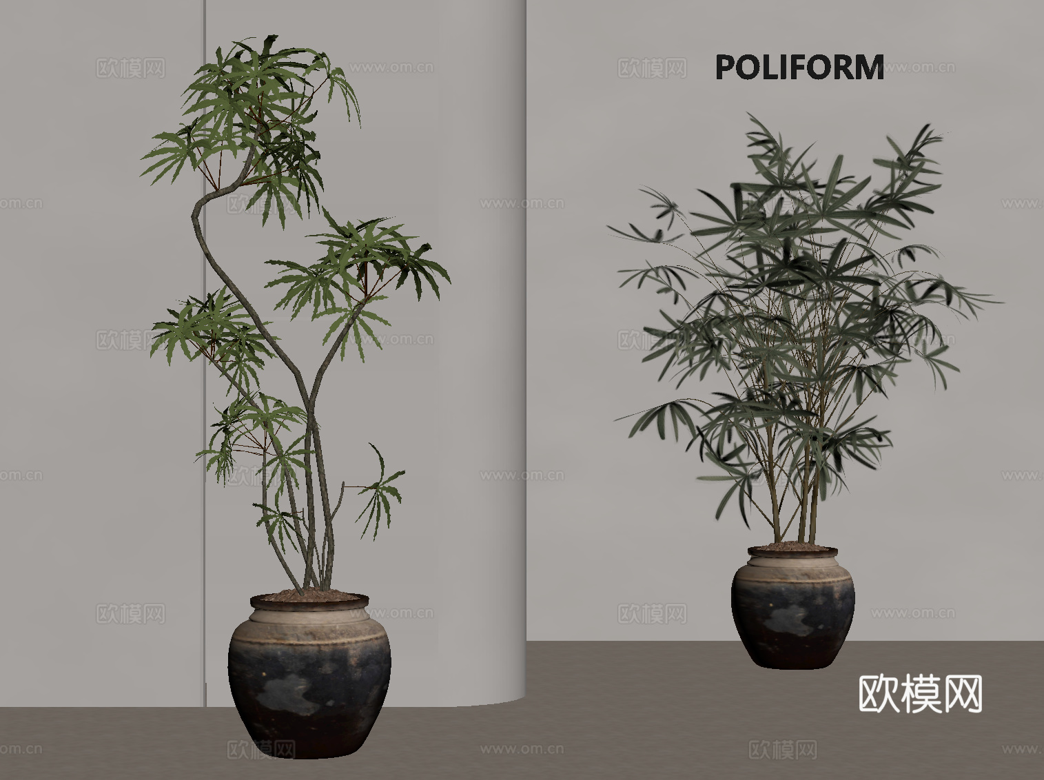 中古风绿植 盆栽植物su模型
