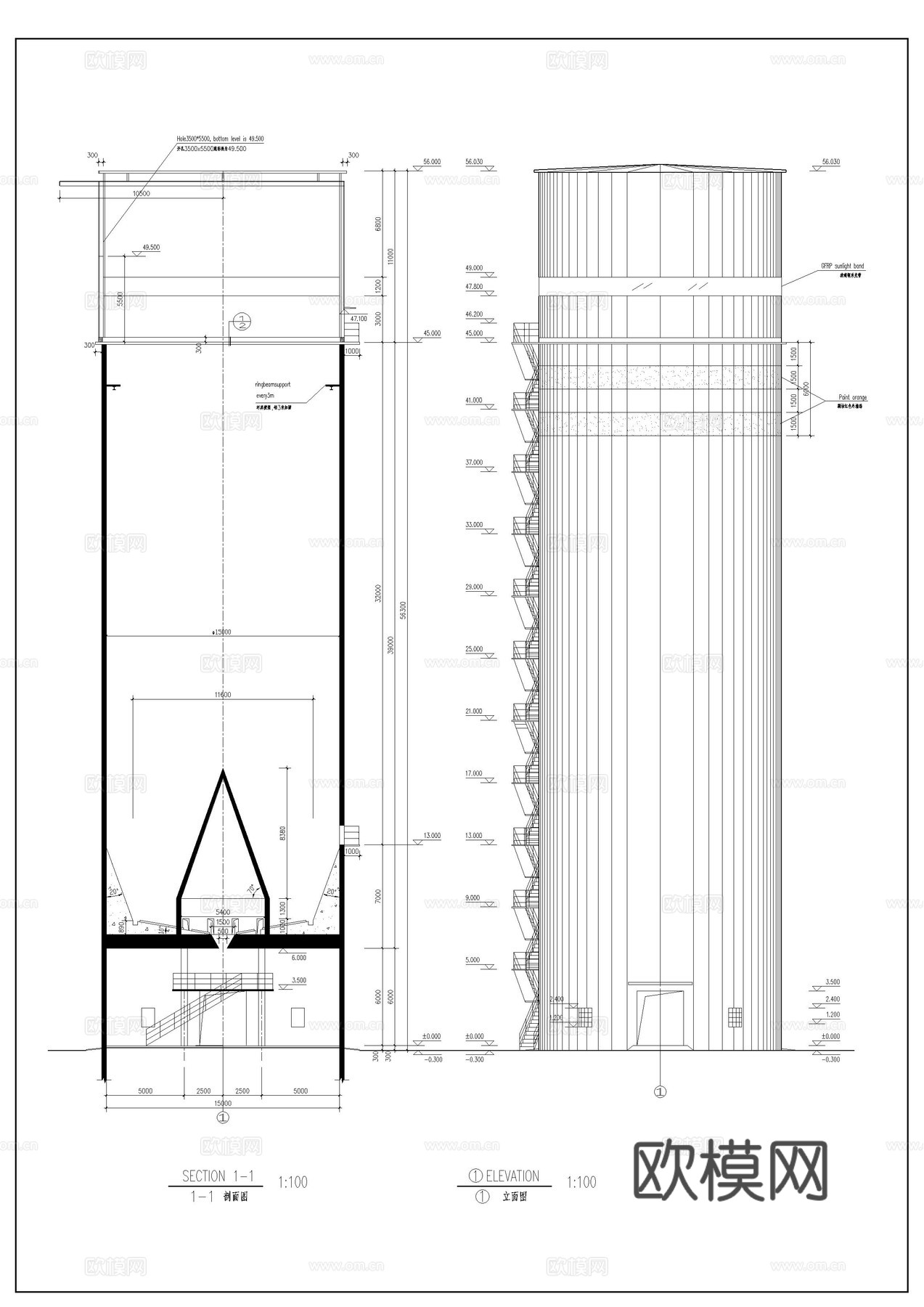 粉煤灰库建筑图cad施工图cad施工图
