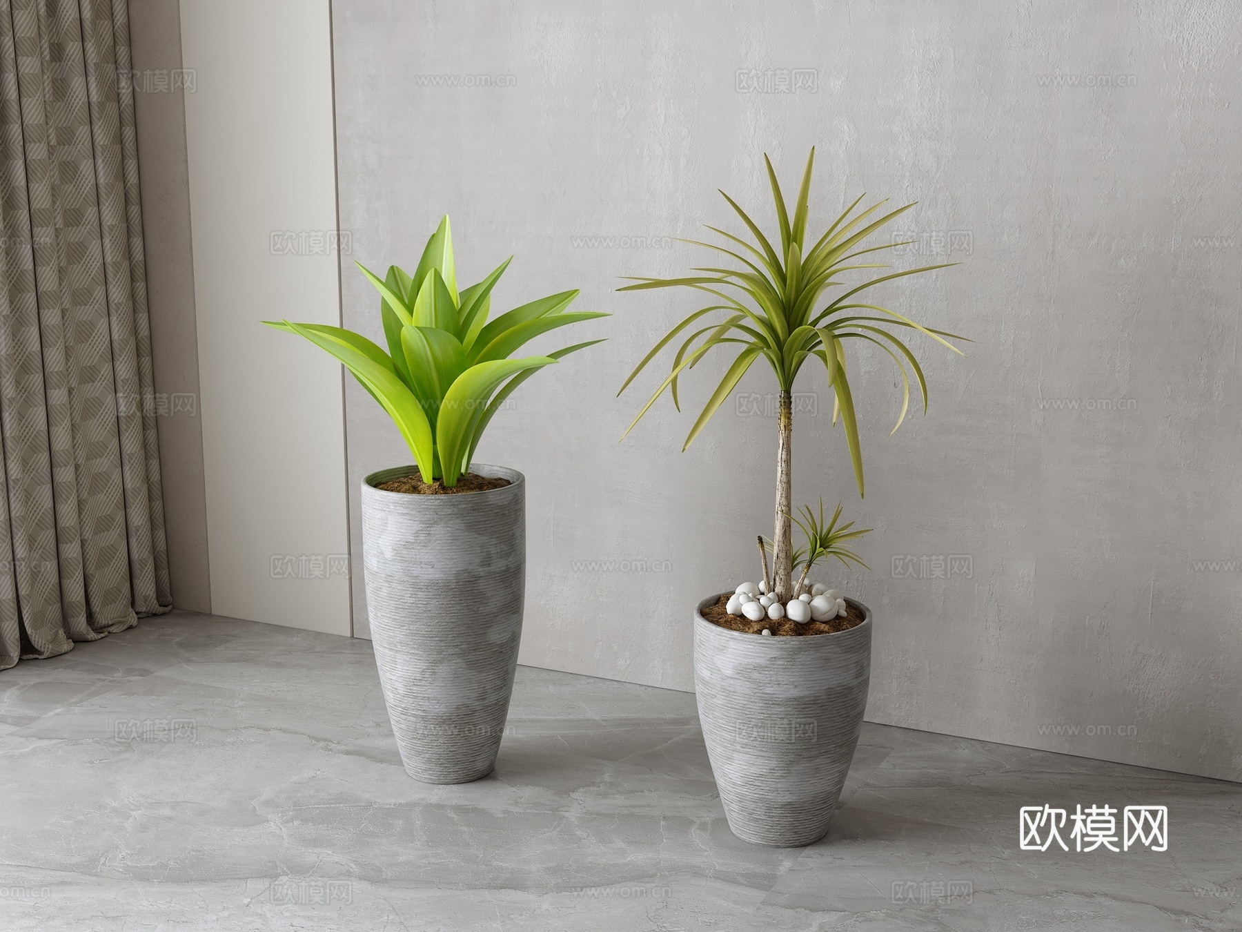 侘寂风绿植盆栽su模型