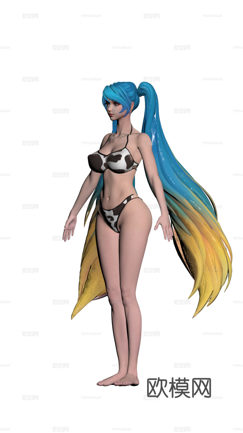 琴瑟仙女·娑娜，英雄联盟游戏辅助法师3d模型下载（渲染图3）