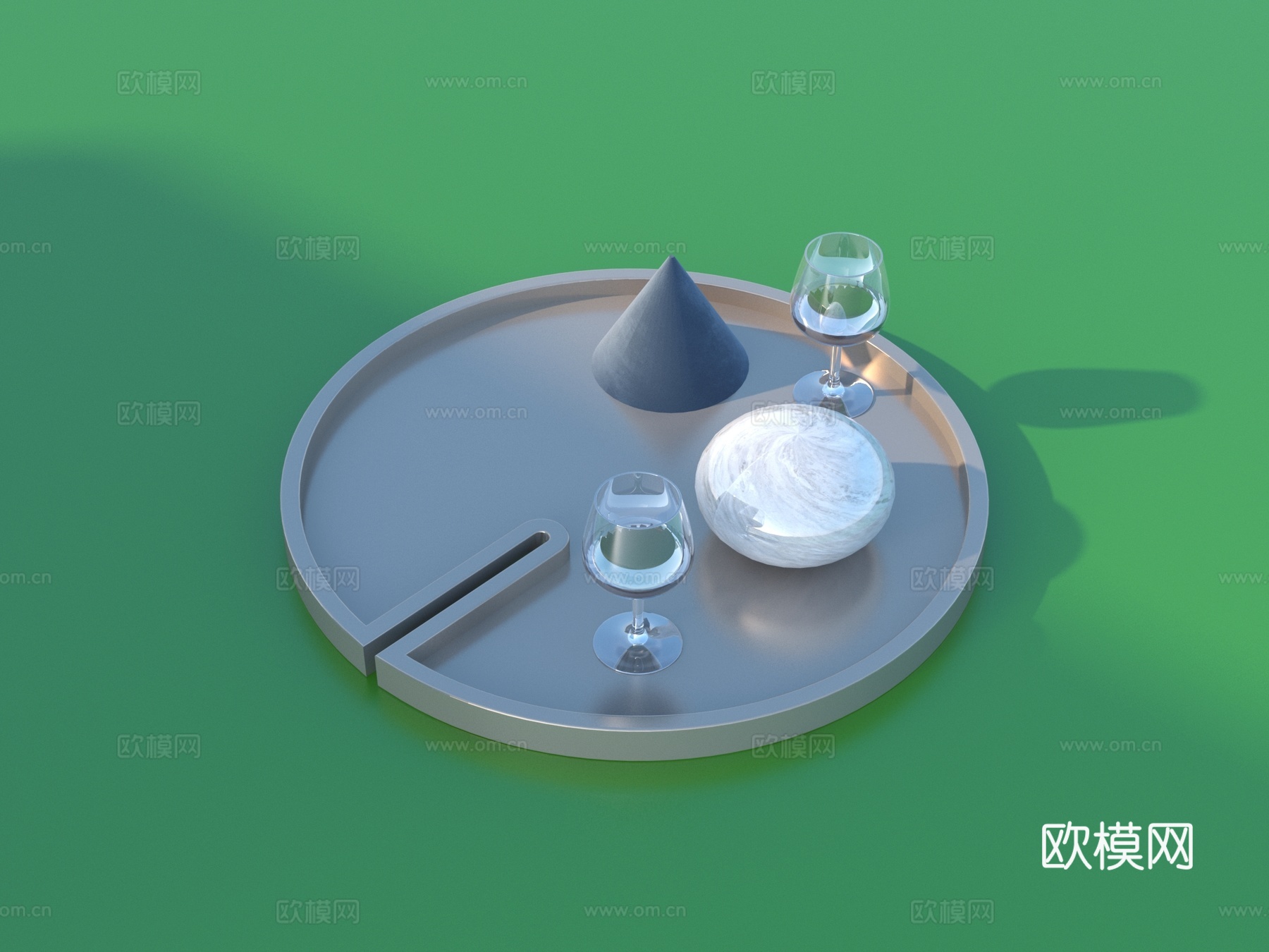 杯子 托盘3d模型