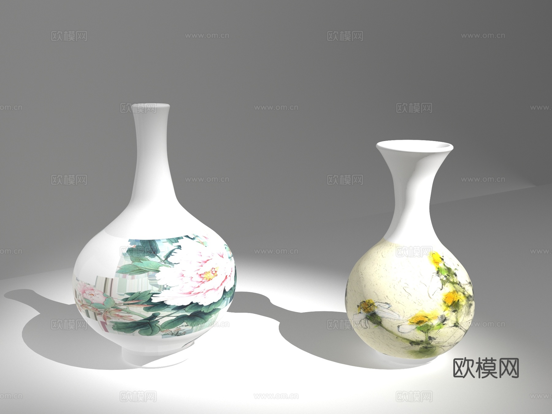 花瓶 中式花瓶 中式陶瓷 青花瓷3d模型下载