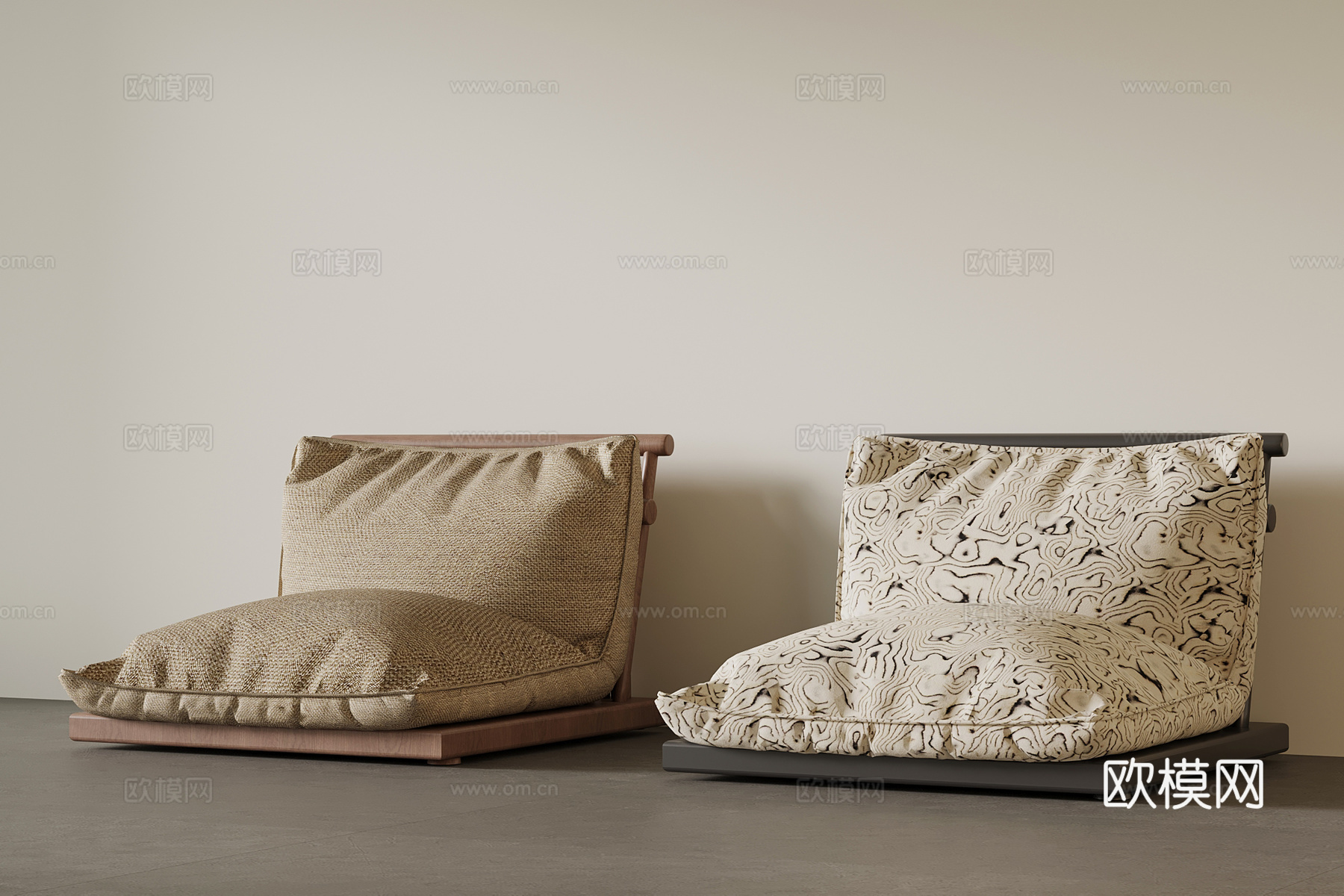 现代中古风沙发 懒人沙发3d模型下载