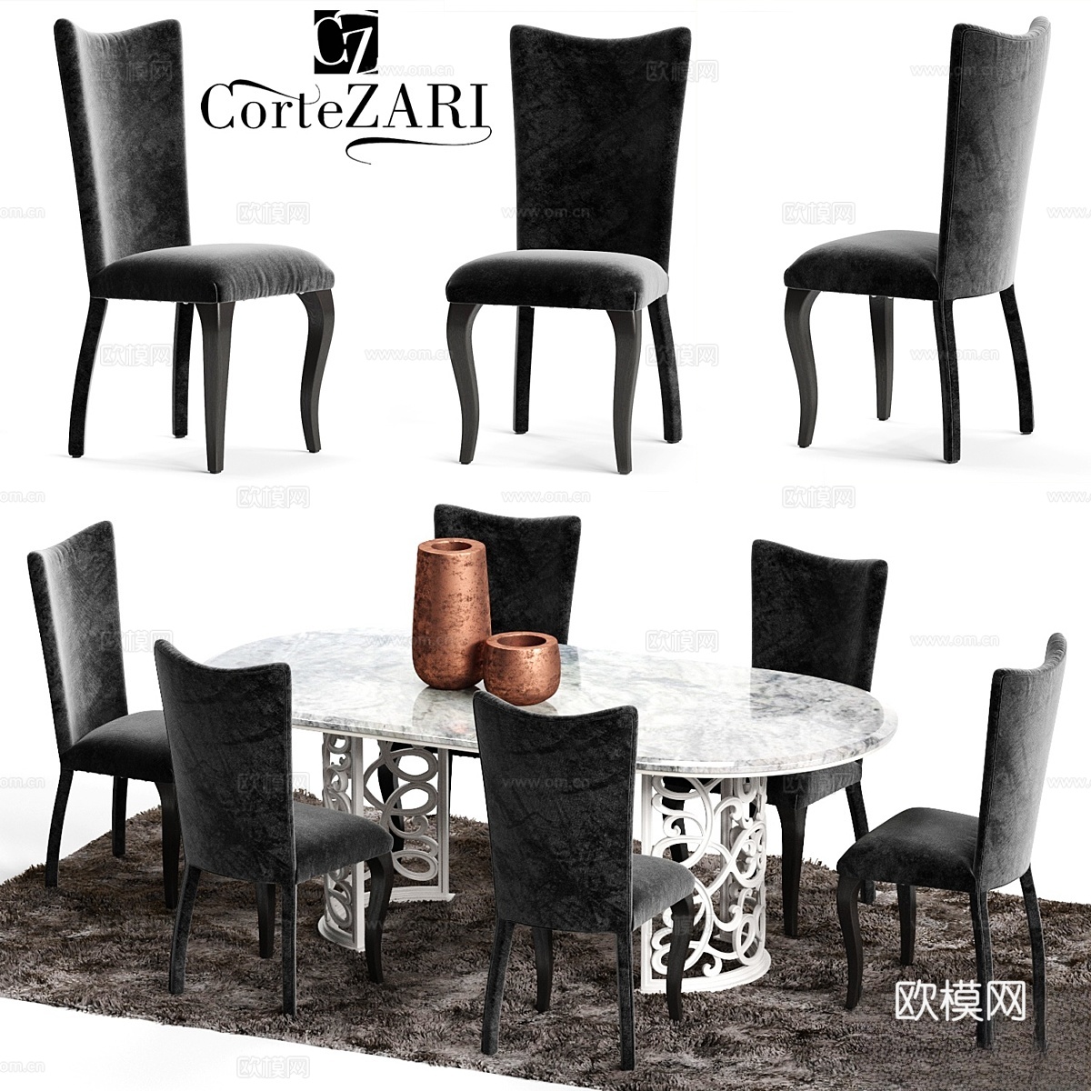 Corte Zari EVA 椅子和 FLORA 桌子3d模型