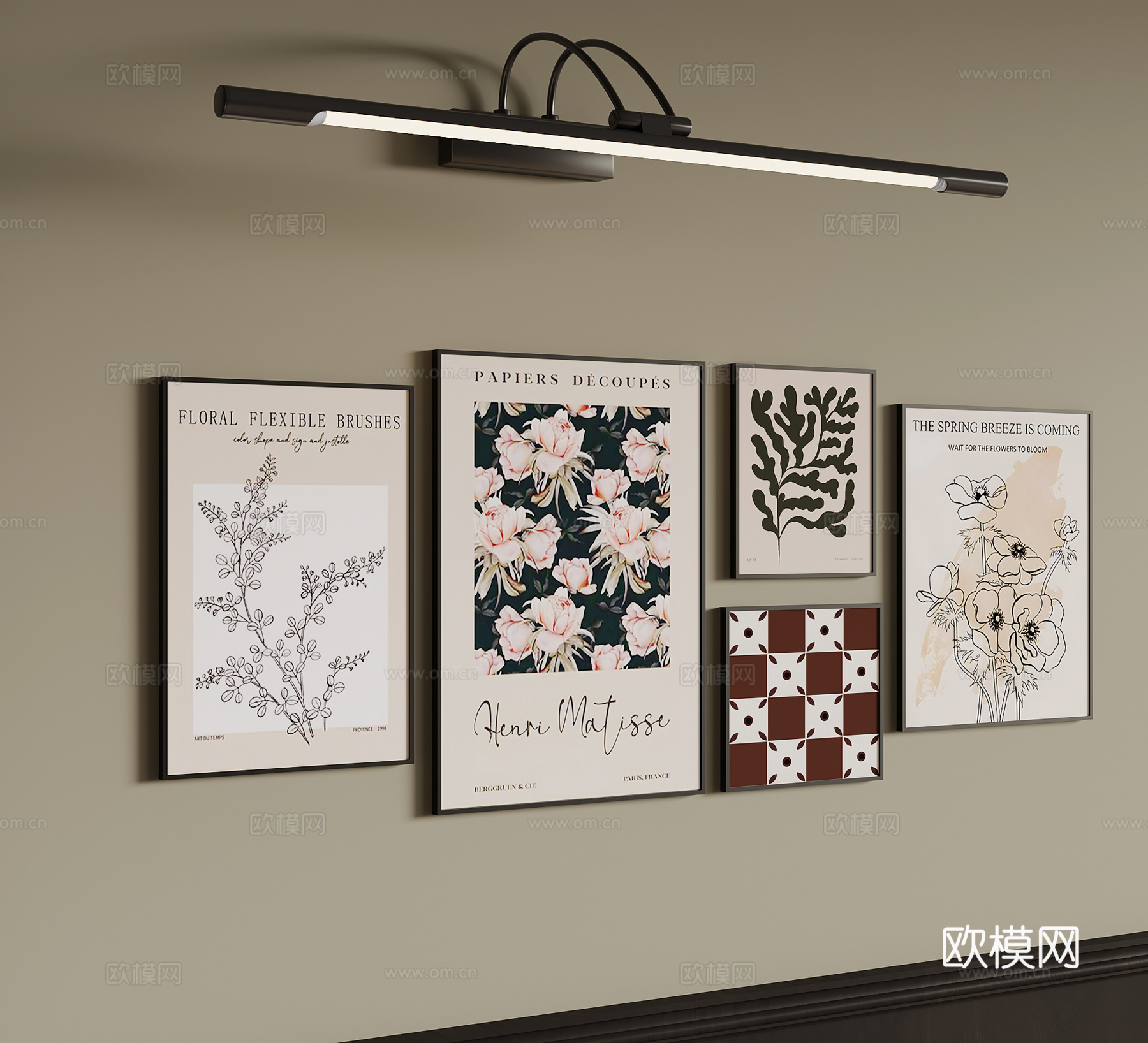 法式挂画 装饰画组合su模型