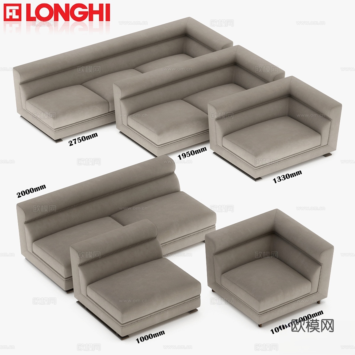 安塞尔 - 长吉 - 组合沙发3d模型