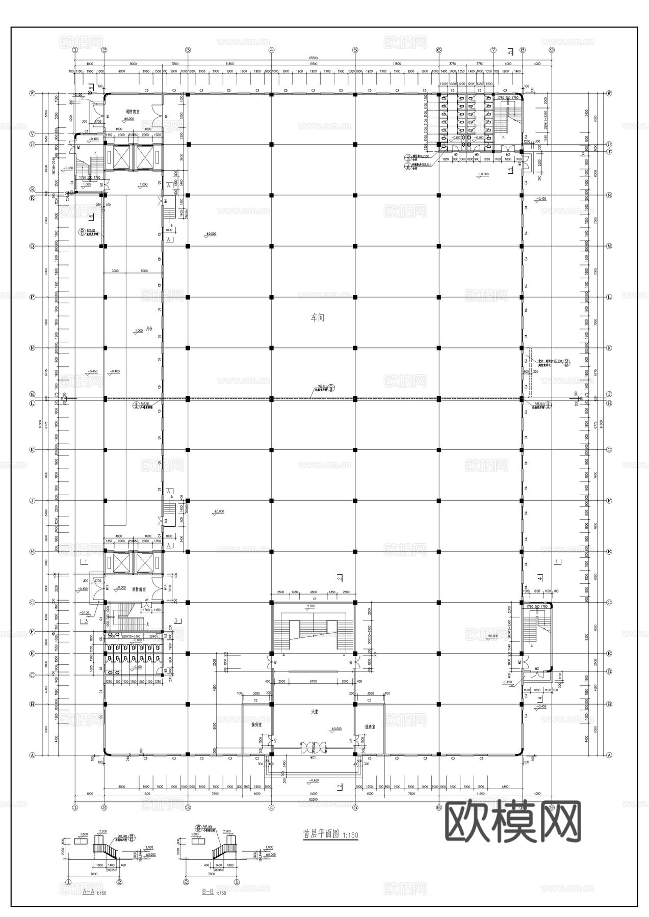大型厂房建筑图纸cad施工图