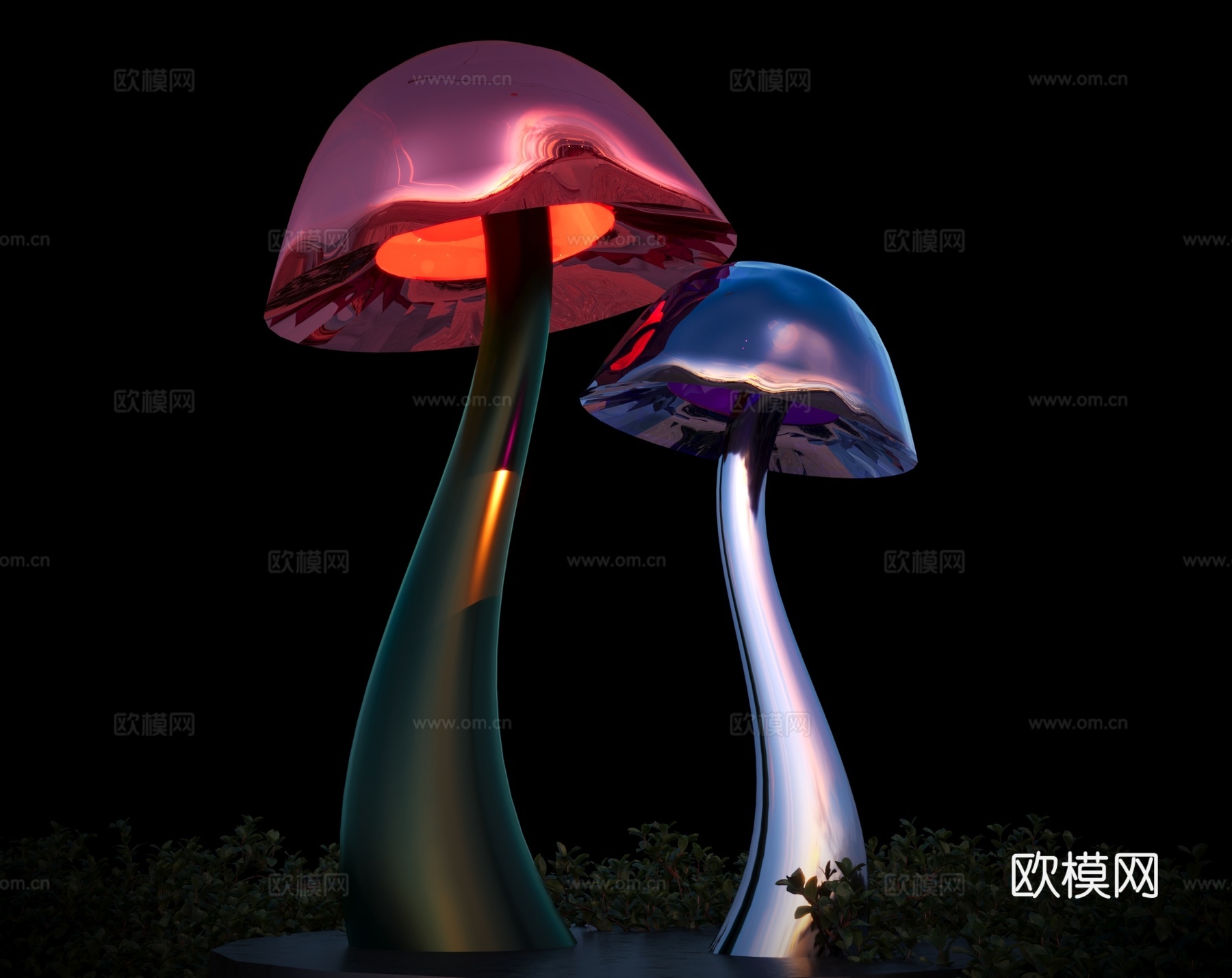 草坪灯 户外灯 氛围灯 自发光 蘑菇灯3d模型