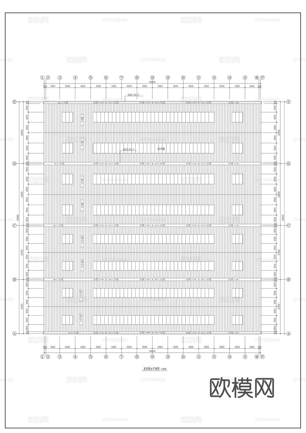 单层工业厂房建筑图cad施工图