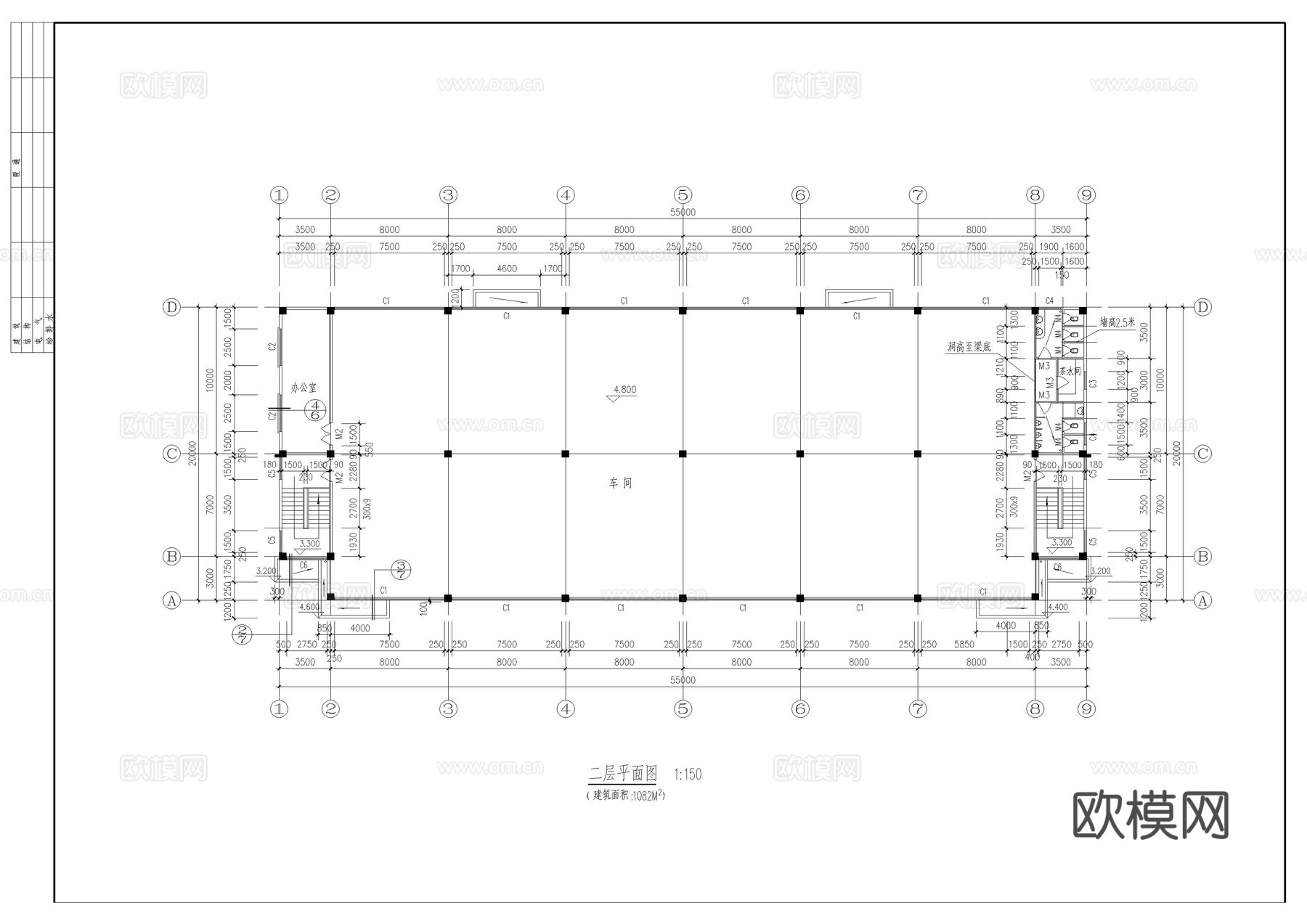 二层厂房施工图cad施工图