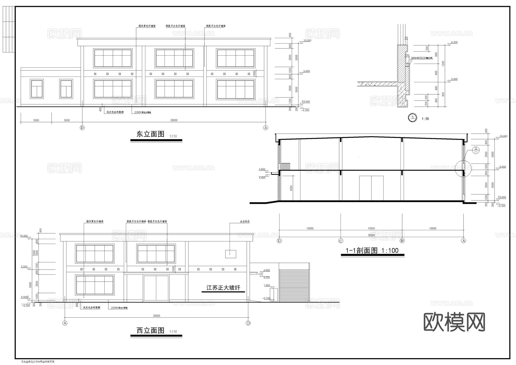 二层厂房建筑图cad施工图