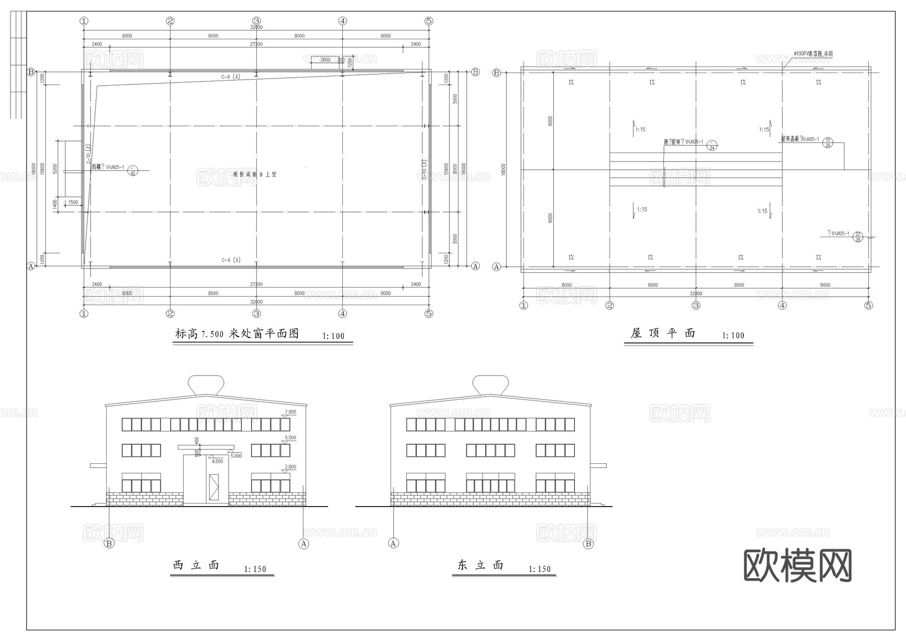 钢结构车间建筑施工图cad施工图