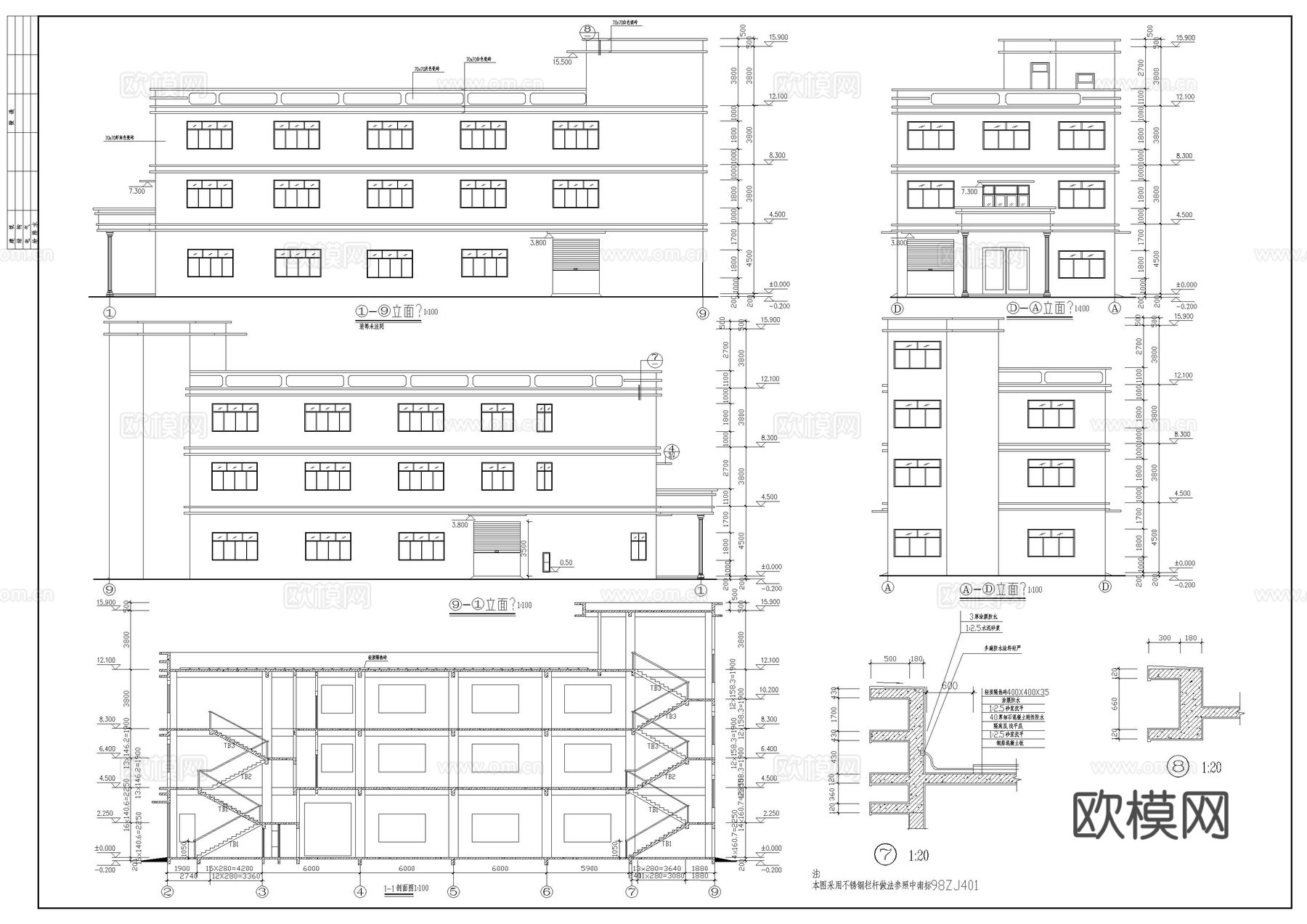 工业大厦建筑图cad施工图