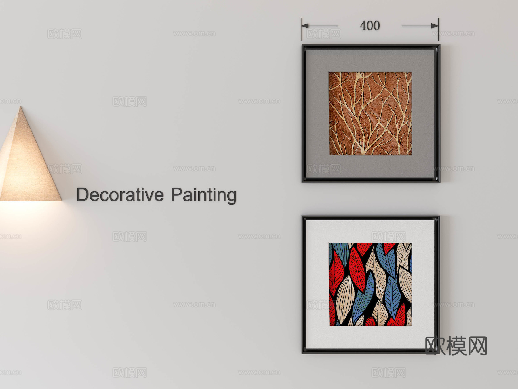 现代中古装饰画 油画 挂画 相框 侘寂装饰画3d模型