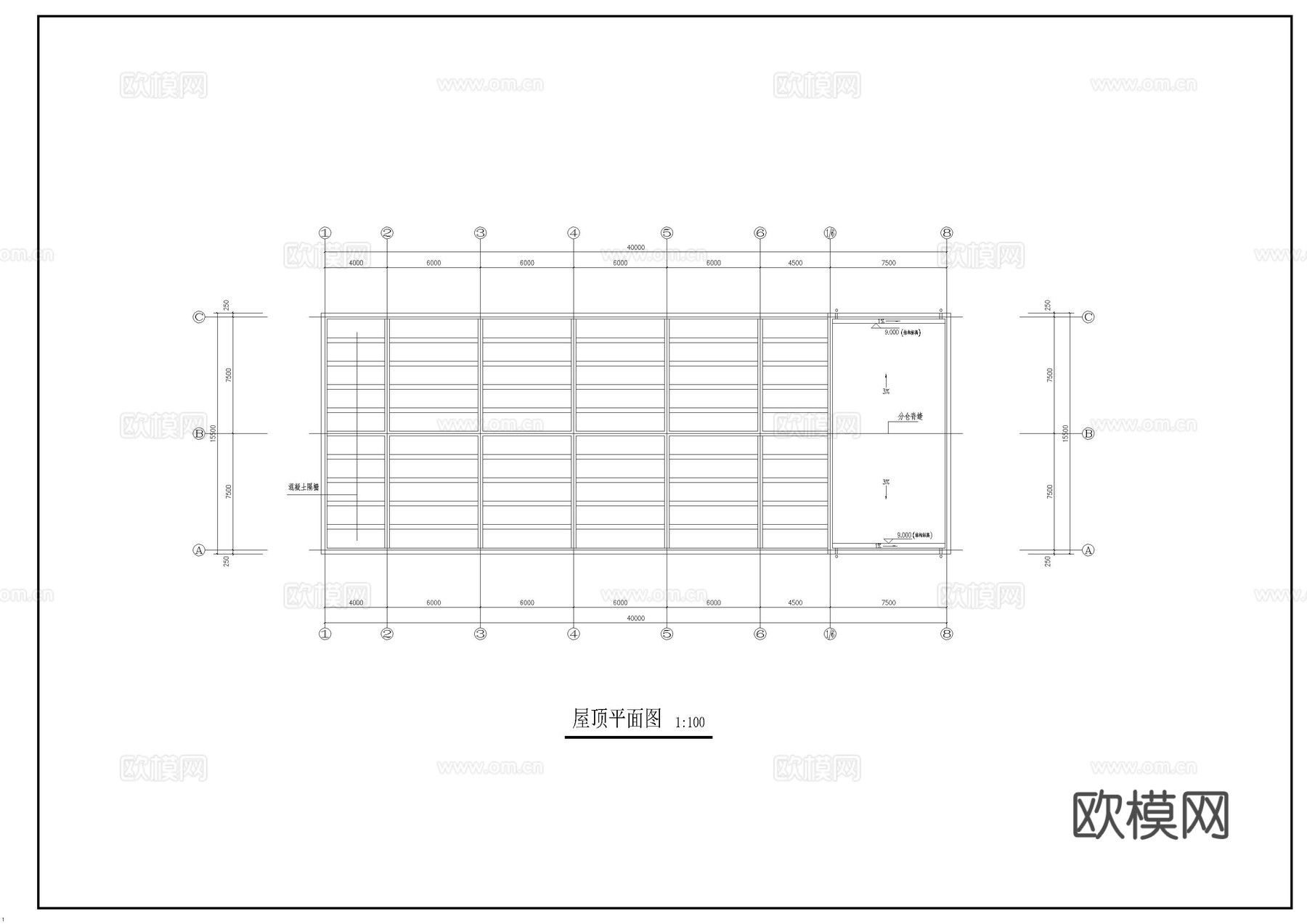 动力车间建筑施工图cad施工图
