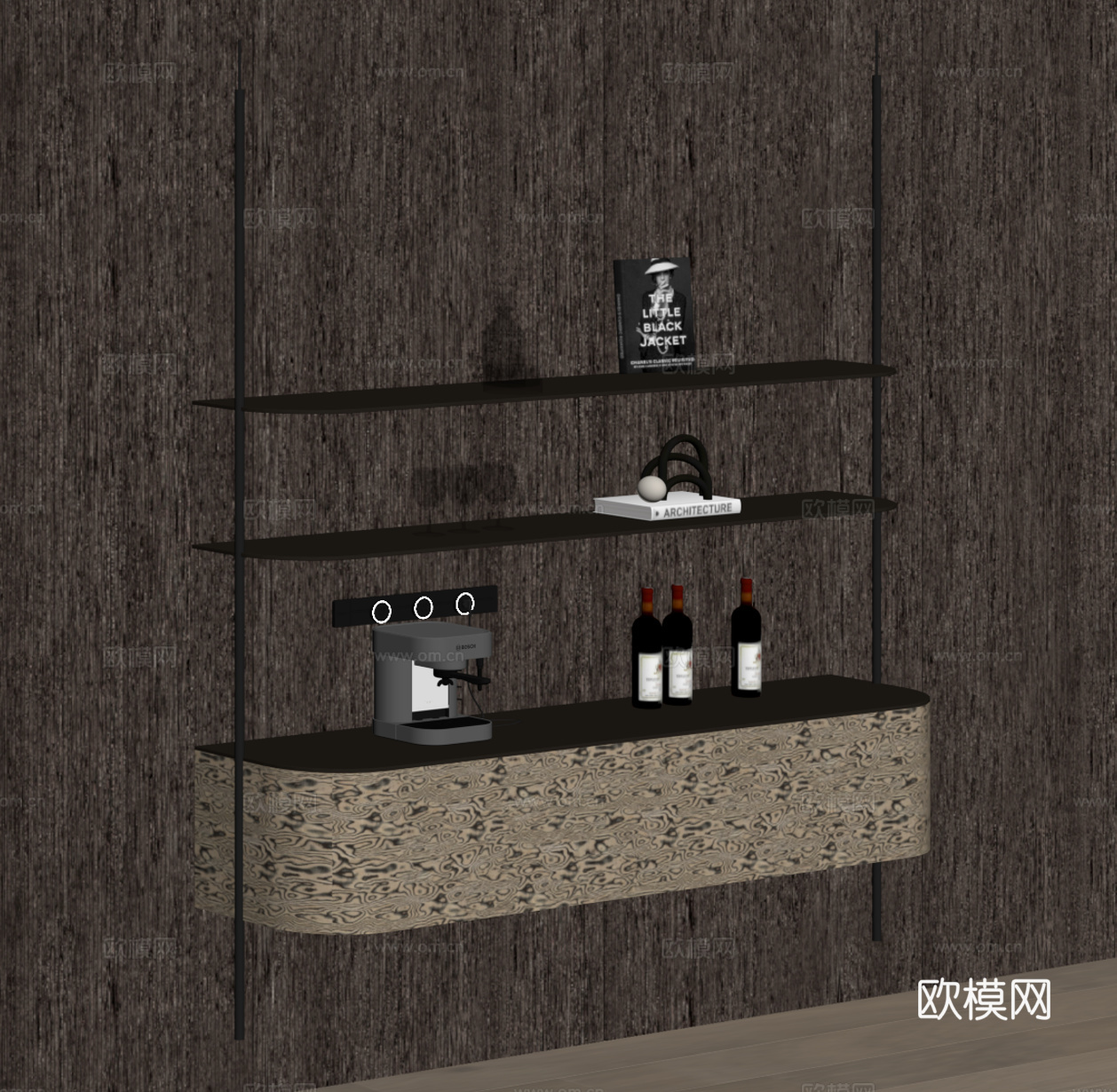 现代酒柜 酒架 餐边柜su模型