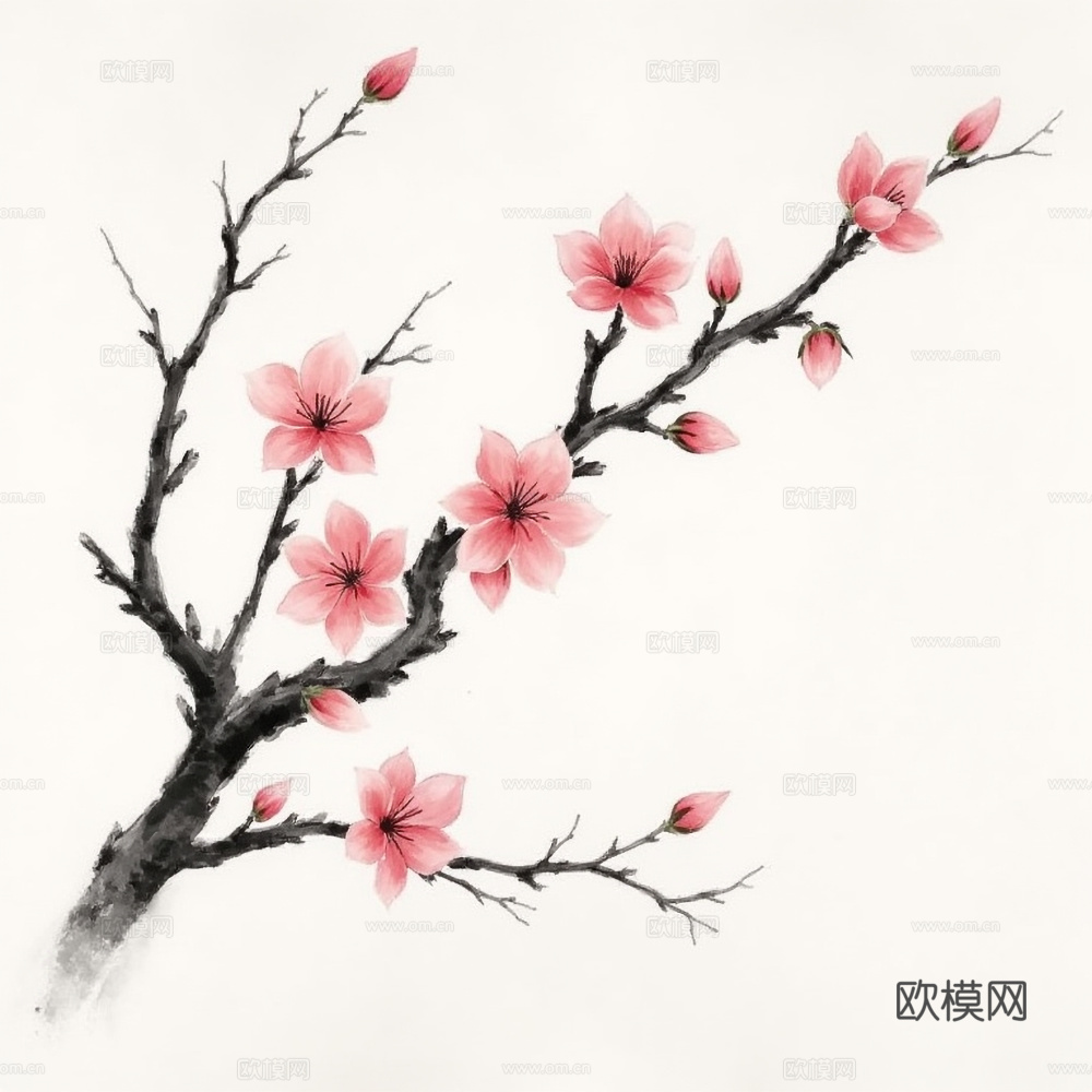 装饰挂画 梅花 水墨工笔画