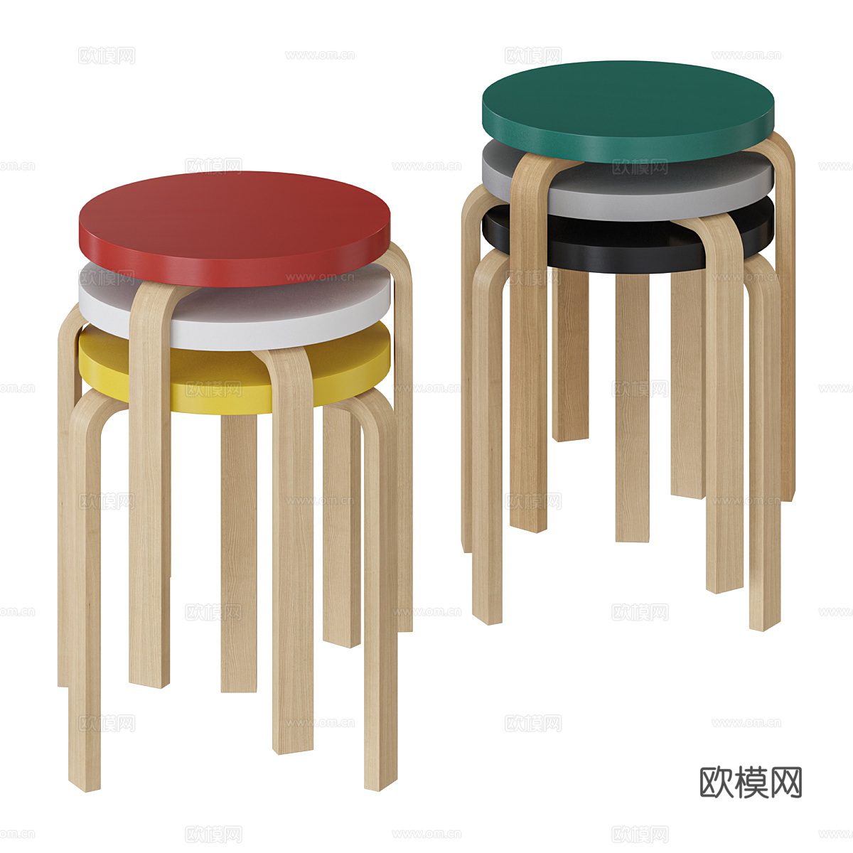 现代北欧儿童圆凳3d模型
