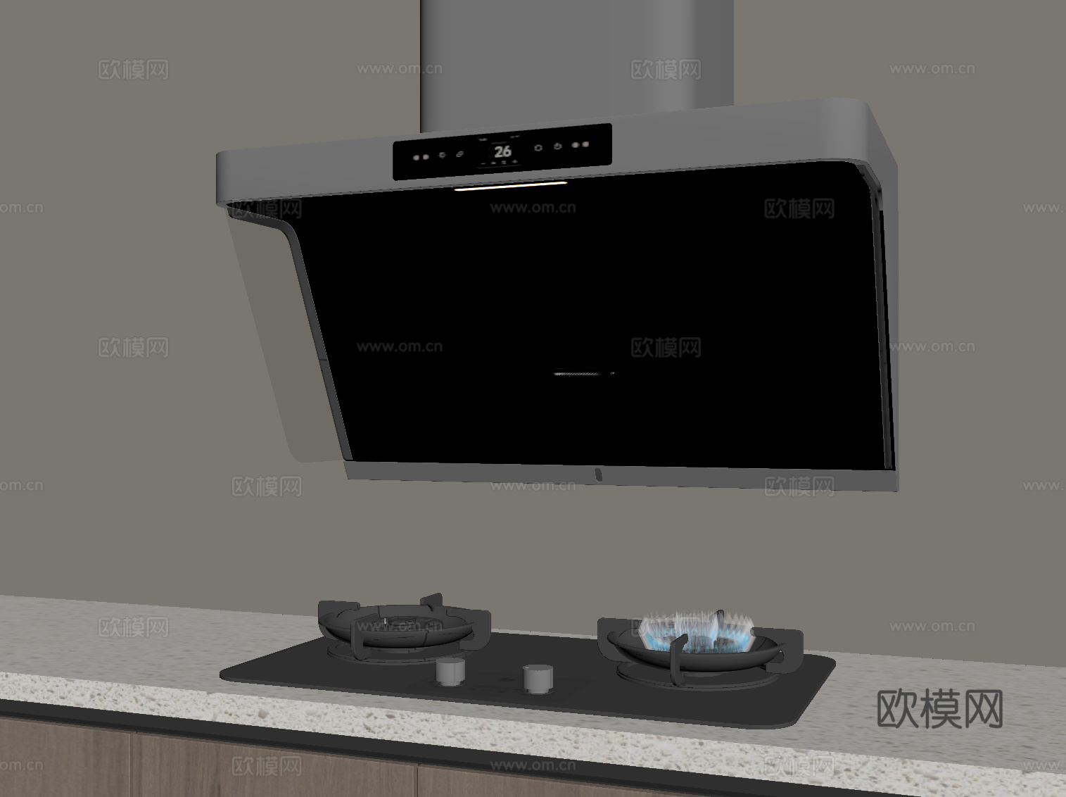 油烟机 燃气灶 厨具 烟机灶具su模型