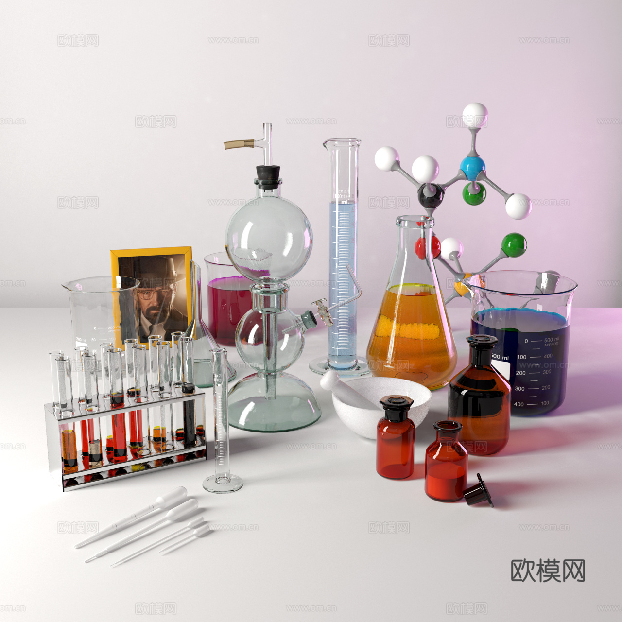 实验室用品 玻璃器皿3d模型