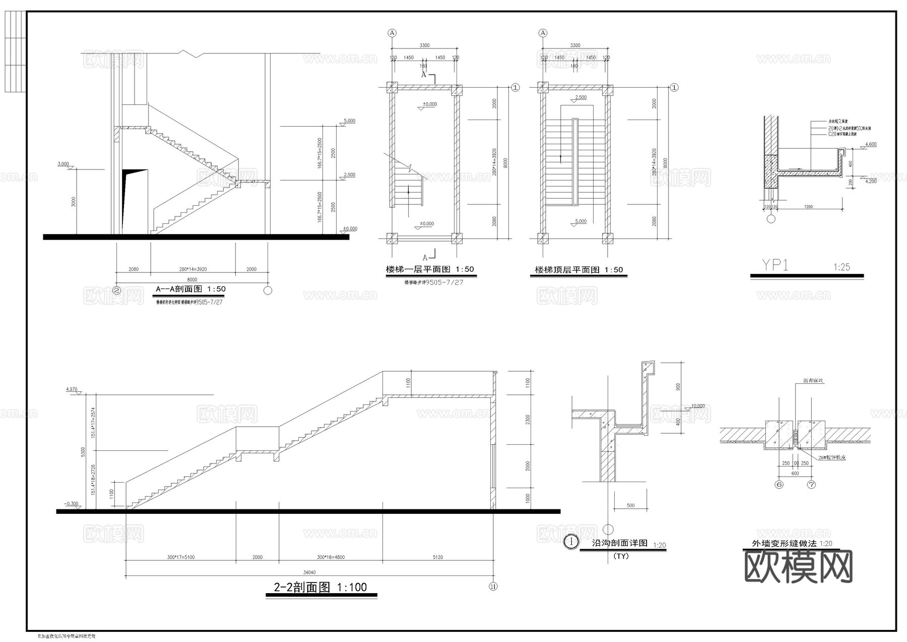 二层厂房建筑图cad施工图